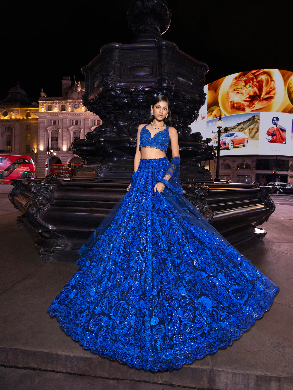 Blue Paisley Lehenga Set - Image 3