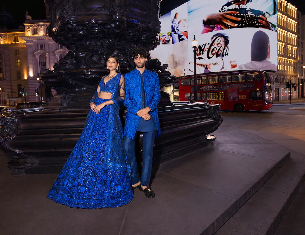 Blue Paisley Lehenga Set - Image 6