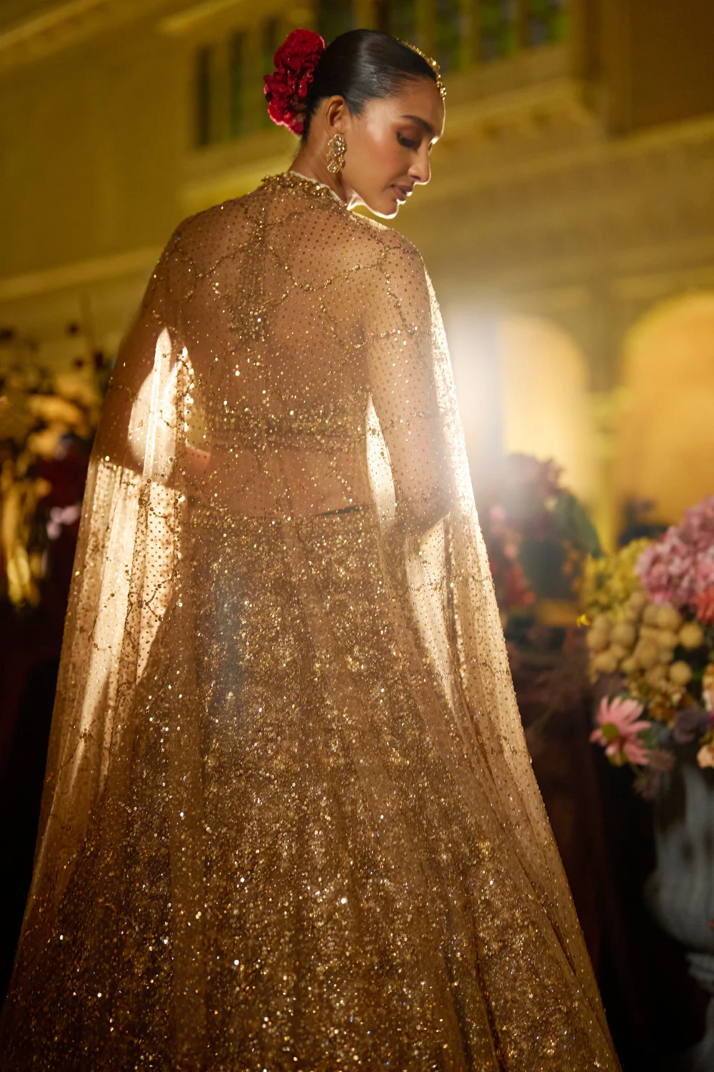 Antique Gold Sequin Lehenga Set - Image 5