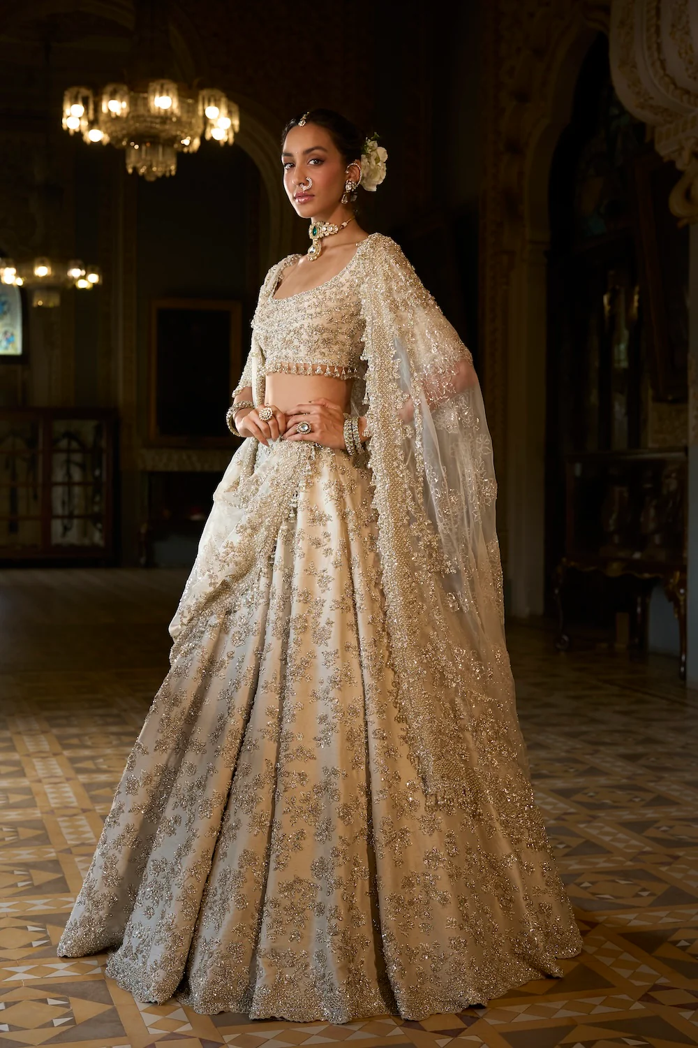 Beige Zardosi Lehenga Set - Image 2