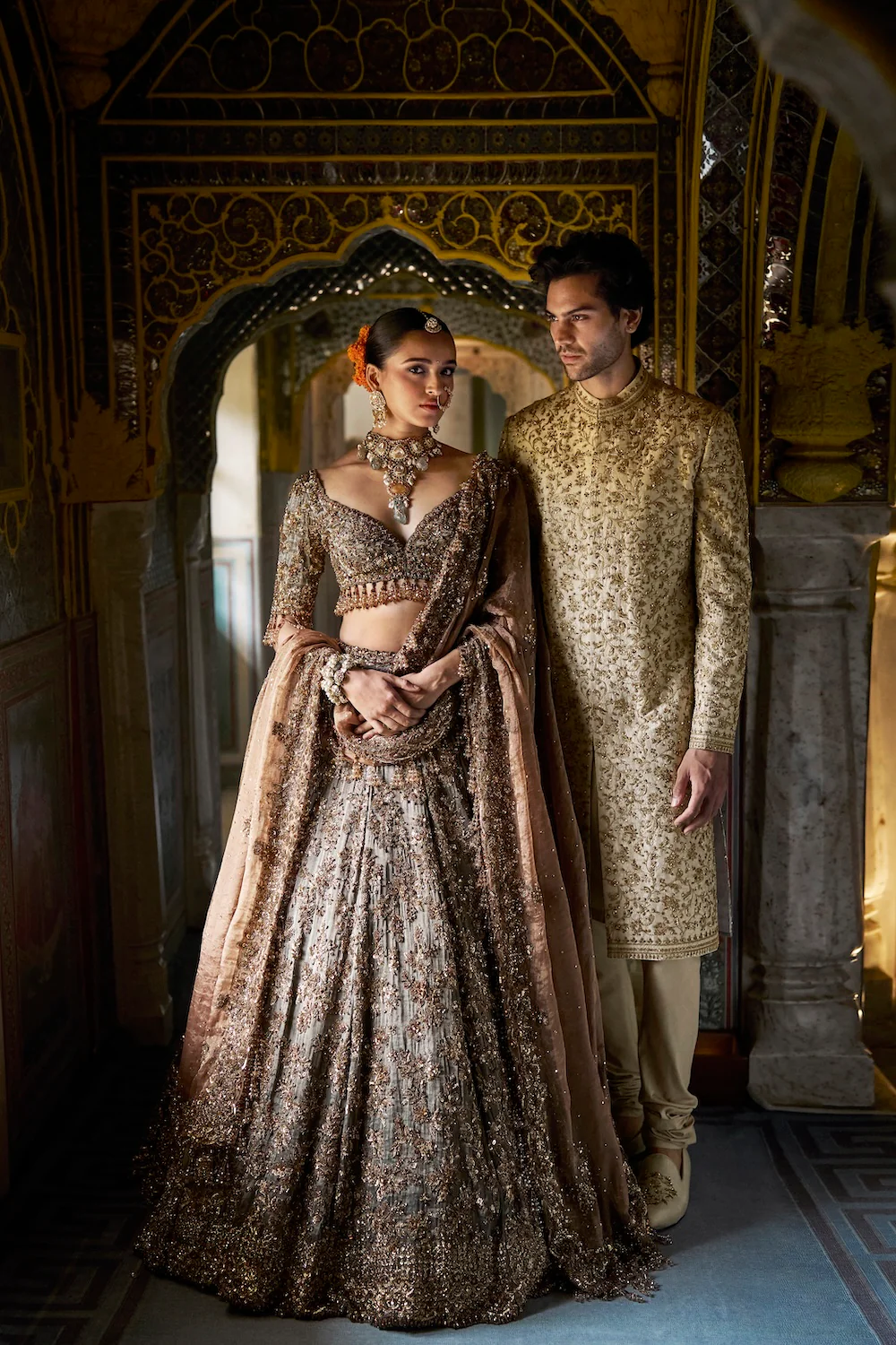 Beige Zardosi Sherwani Set - Image 4