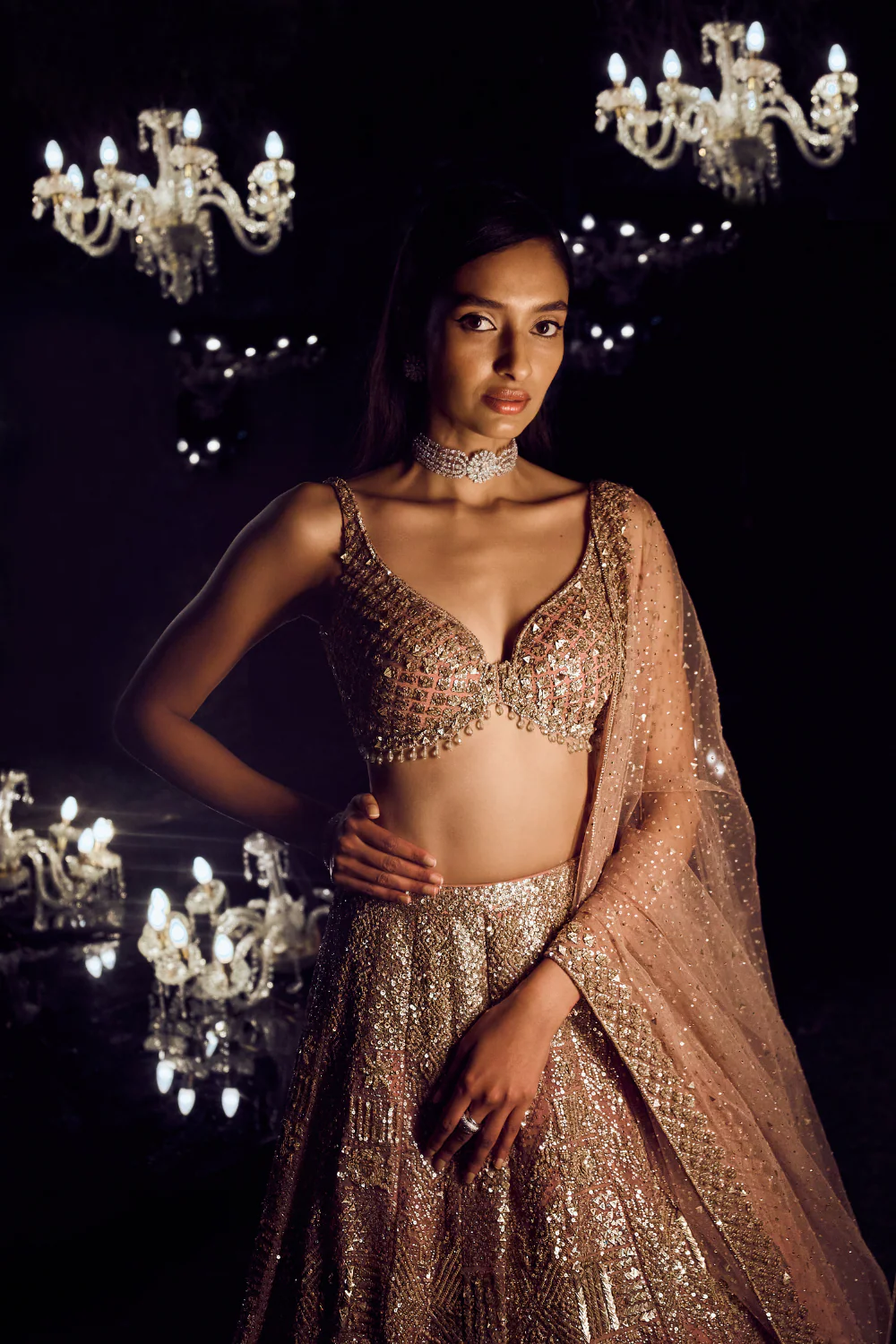 Biscotti Gold Sequin Lehenga Set - Image 3