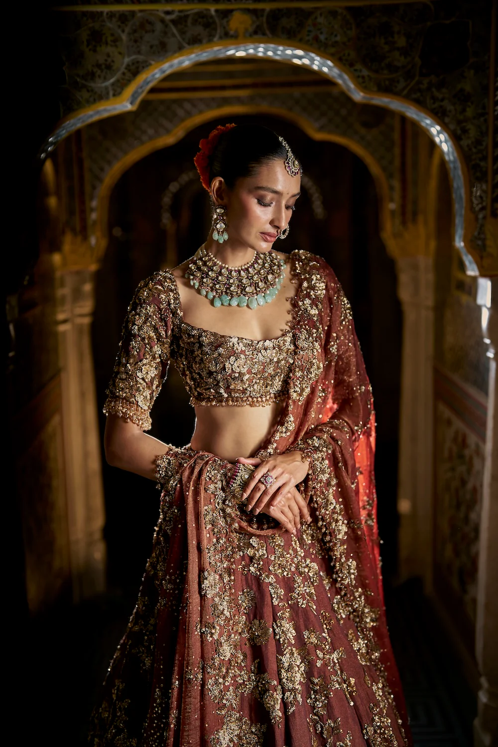 Bronze Gold Lehenga Set - Image 3