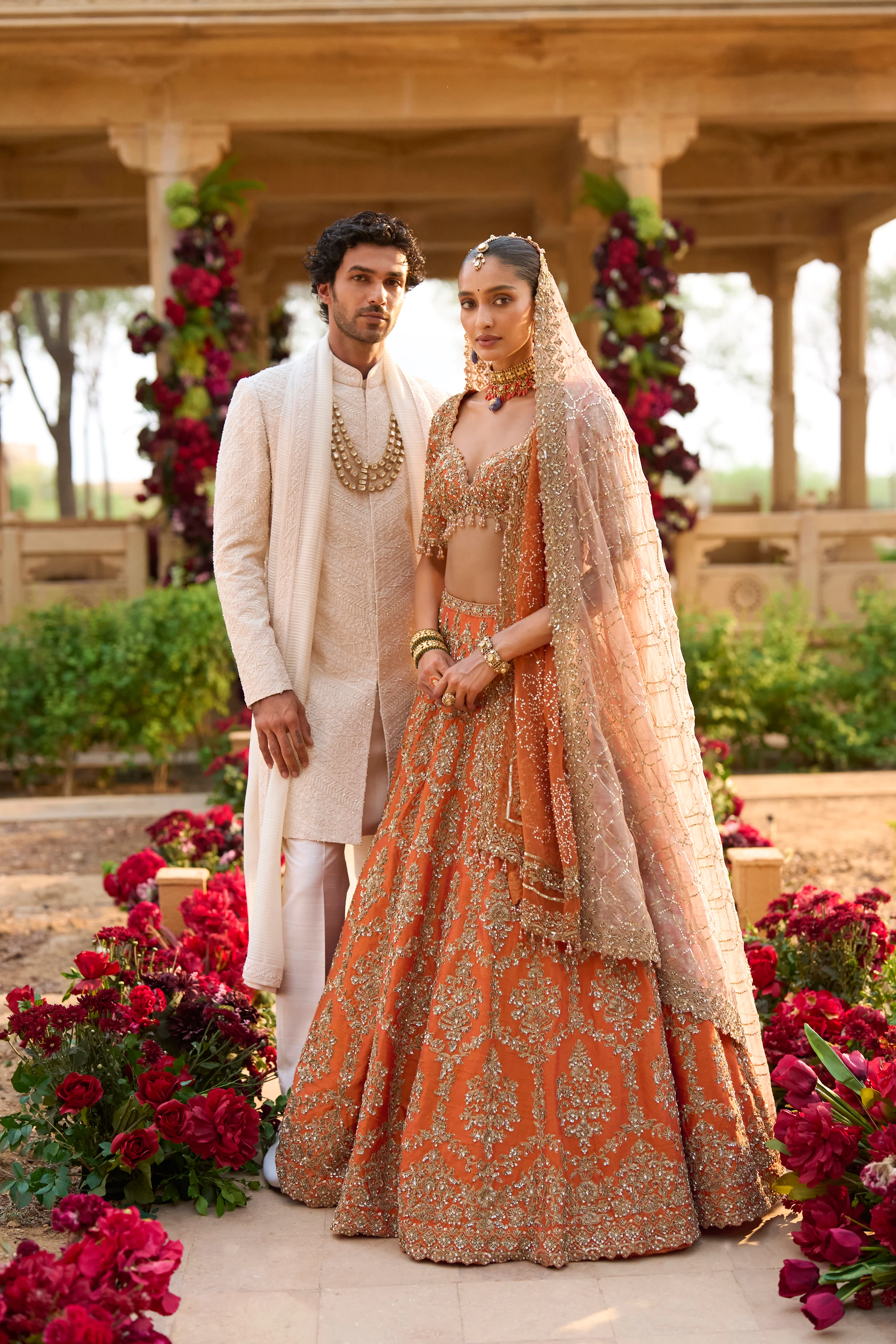 Burnt Orange Zardosi Lehenga Set - Image 8