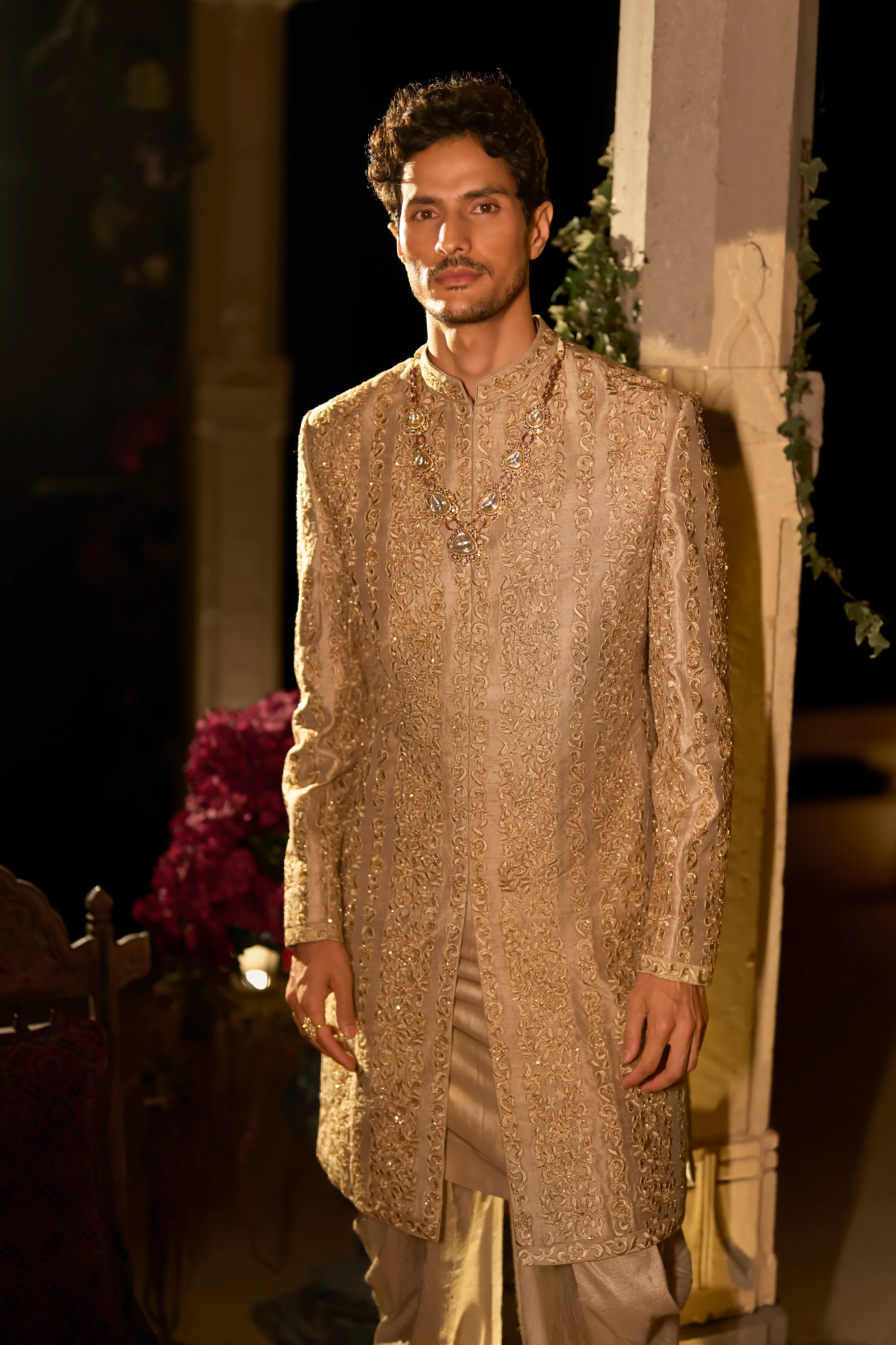 Champagne Gold Sherwani Set - Image 4