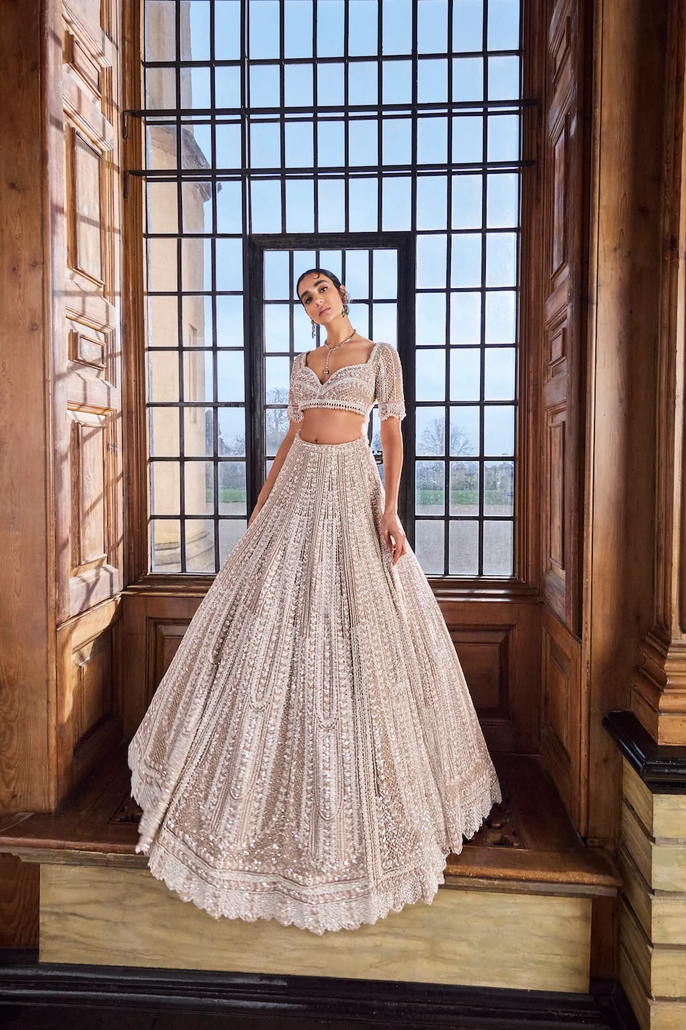 Champagne Pearl Lehenga Set - Image 3