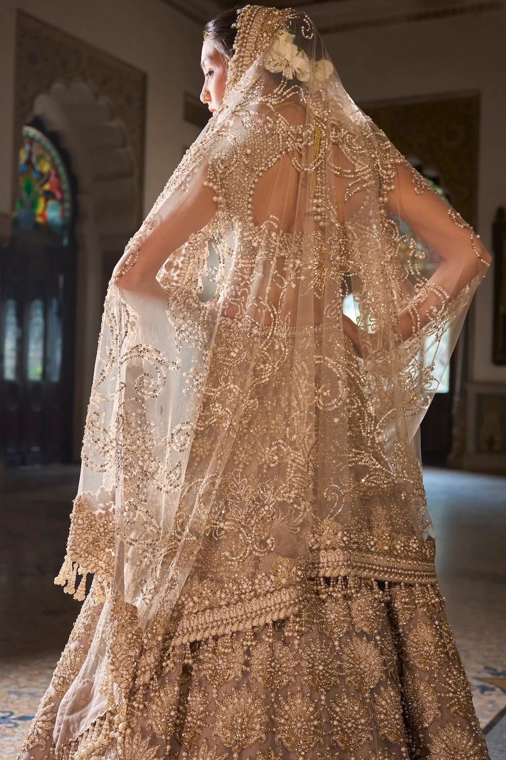 Champagne Pearl Lehenga Set - Image 6