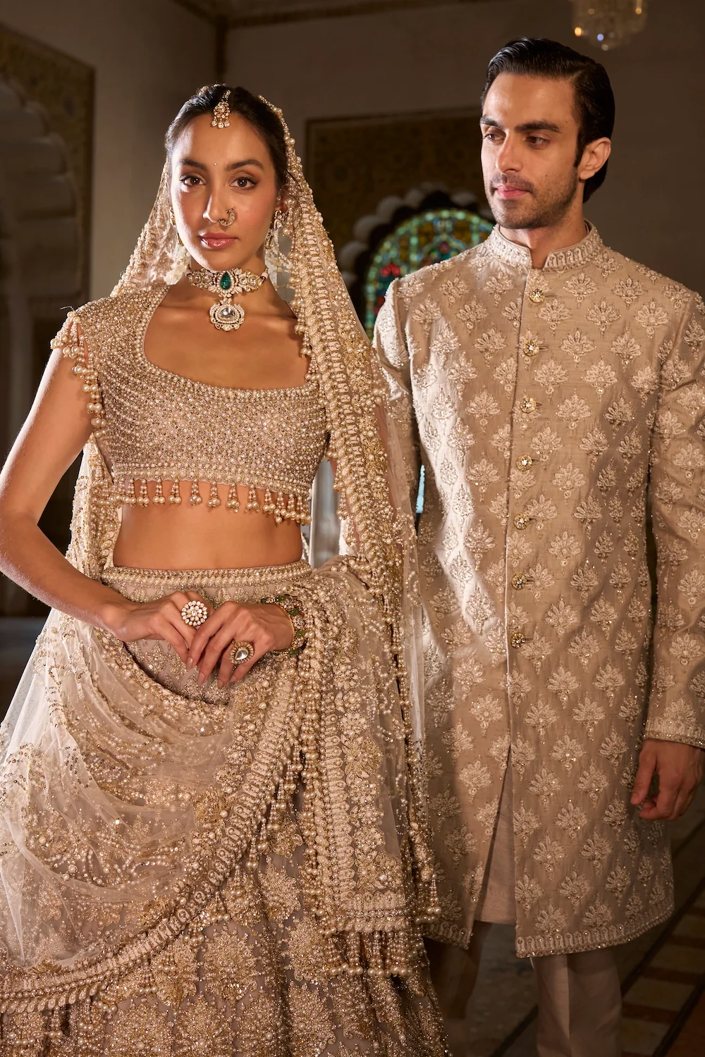 Champagne Pearl Lehenga Set - Image 8