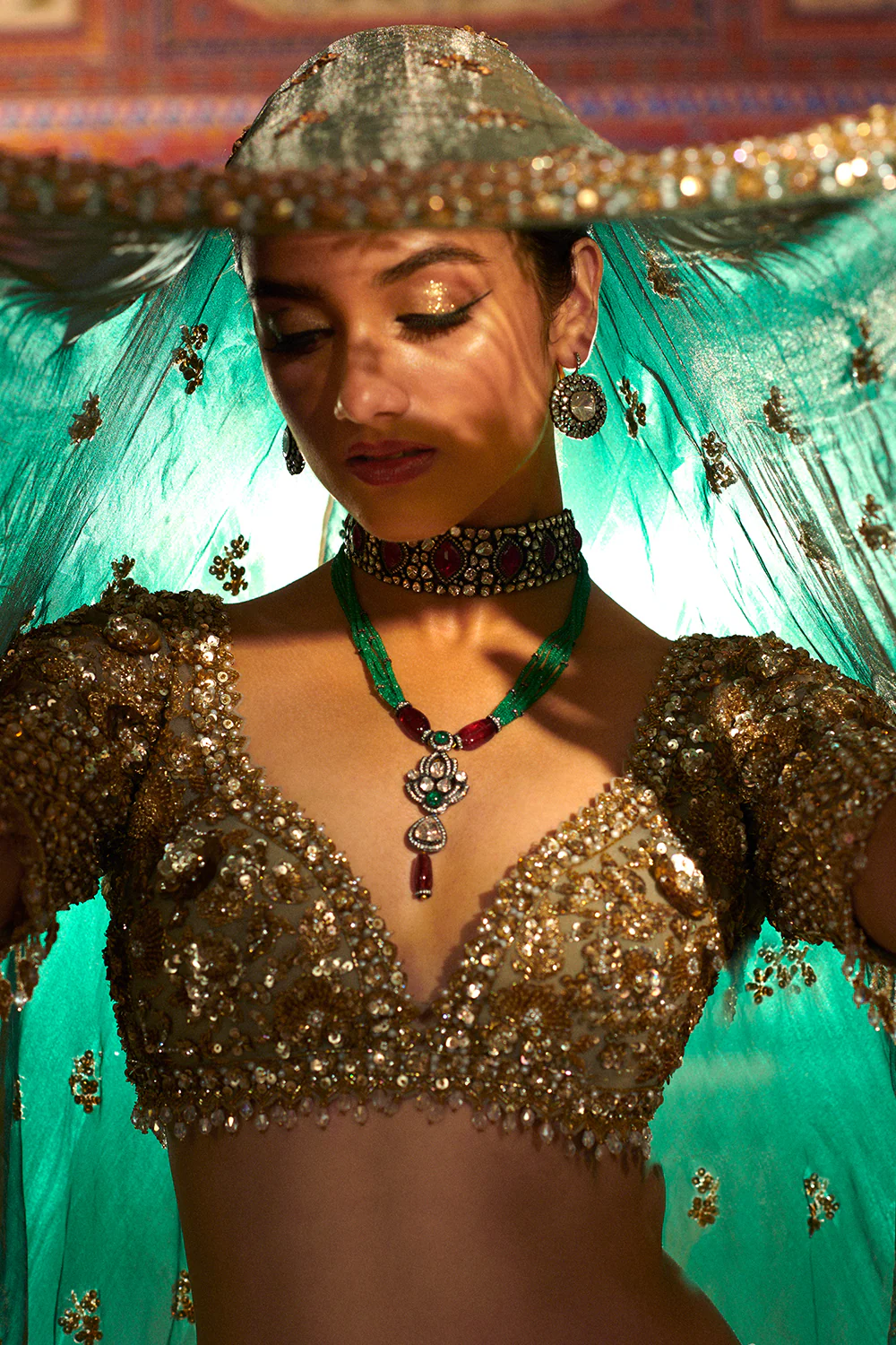 Champagne Zardozi Lehenga Set - Image 5