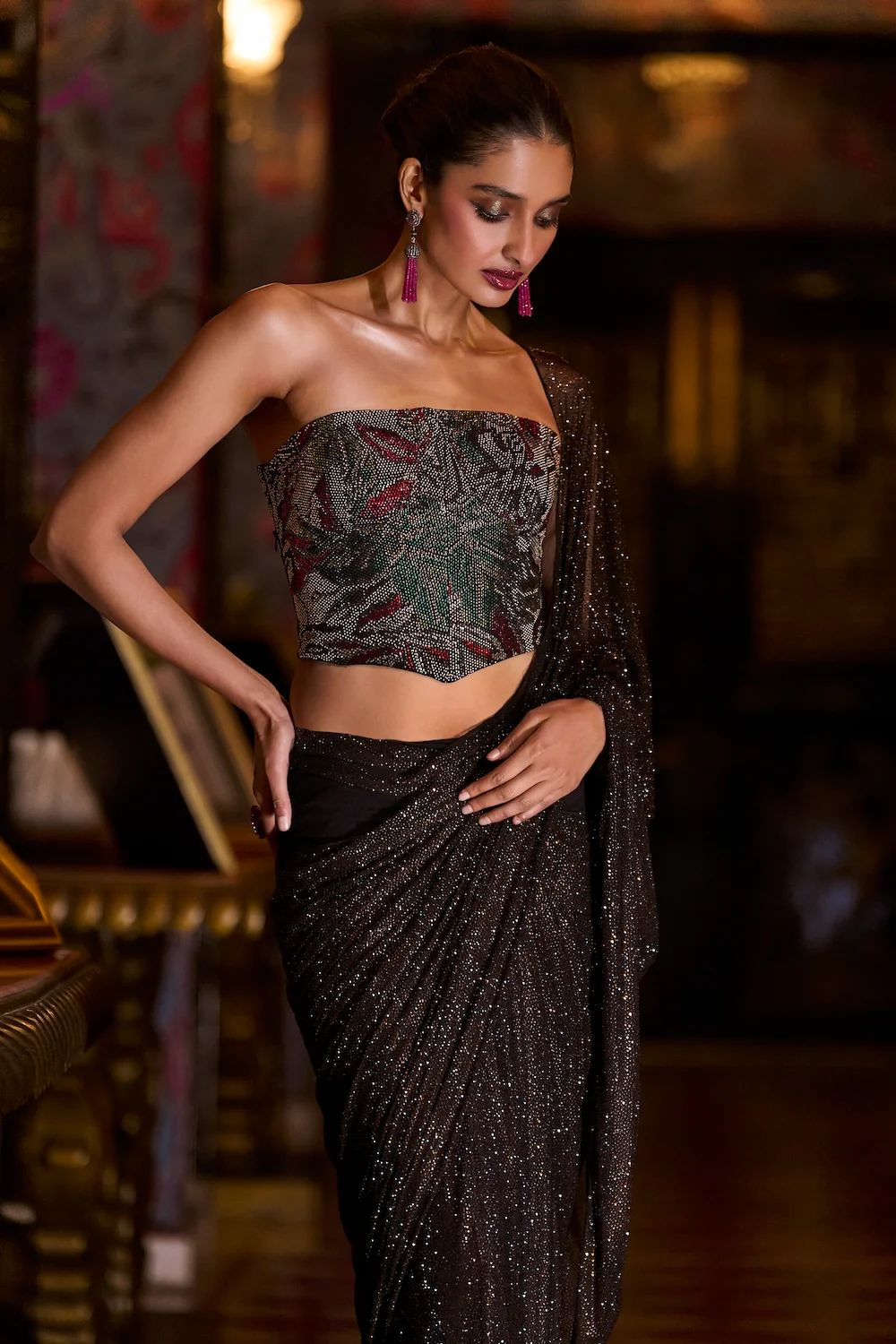 Mocha Corset Saree - Image 3