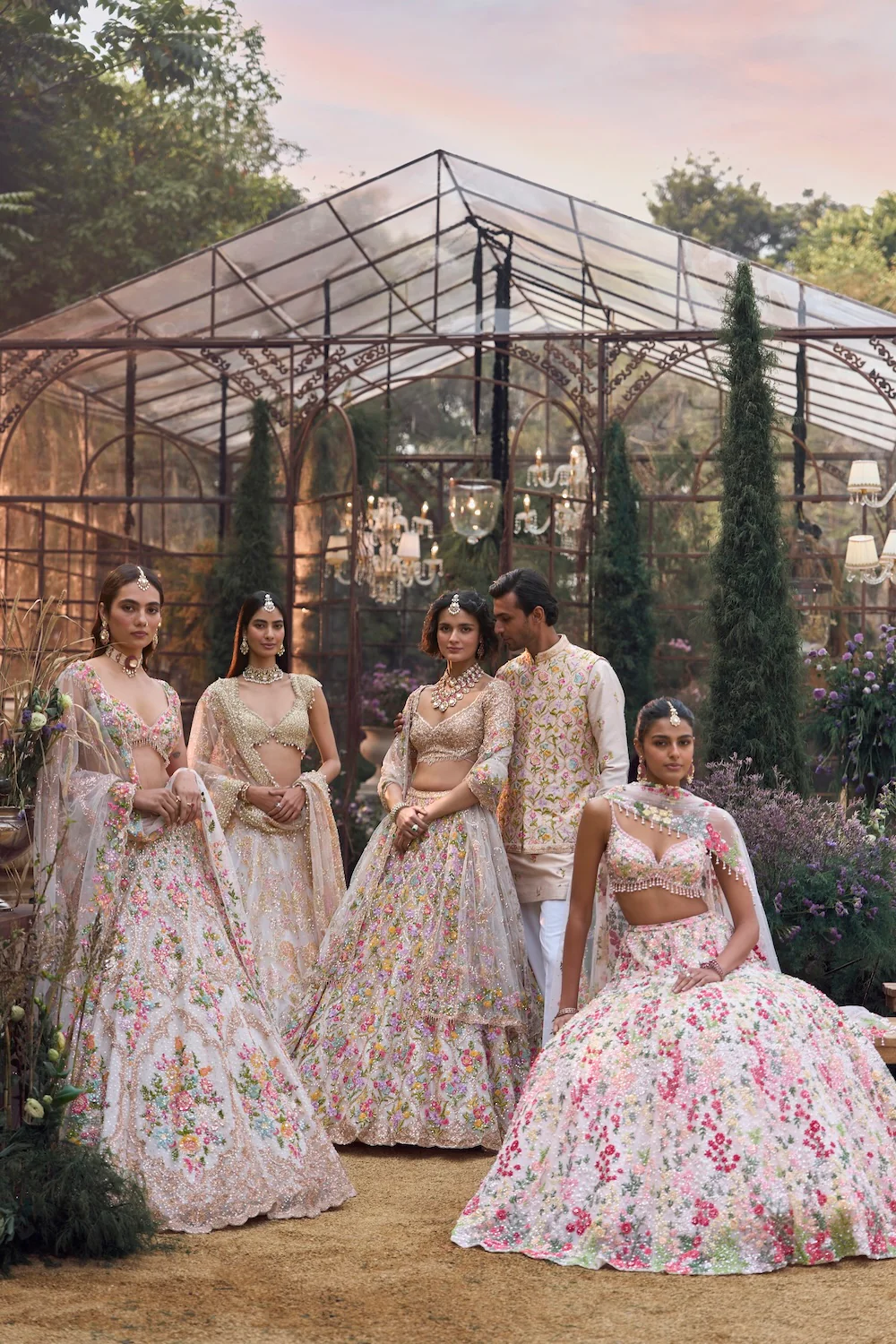 Cream Gold Floral Lehenga Set - Image 7