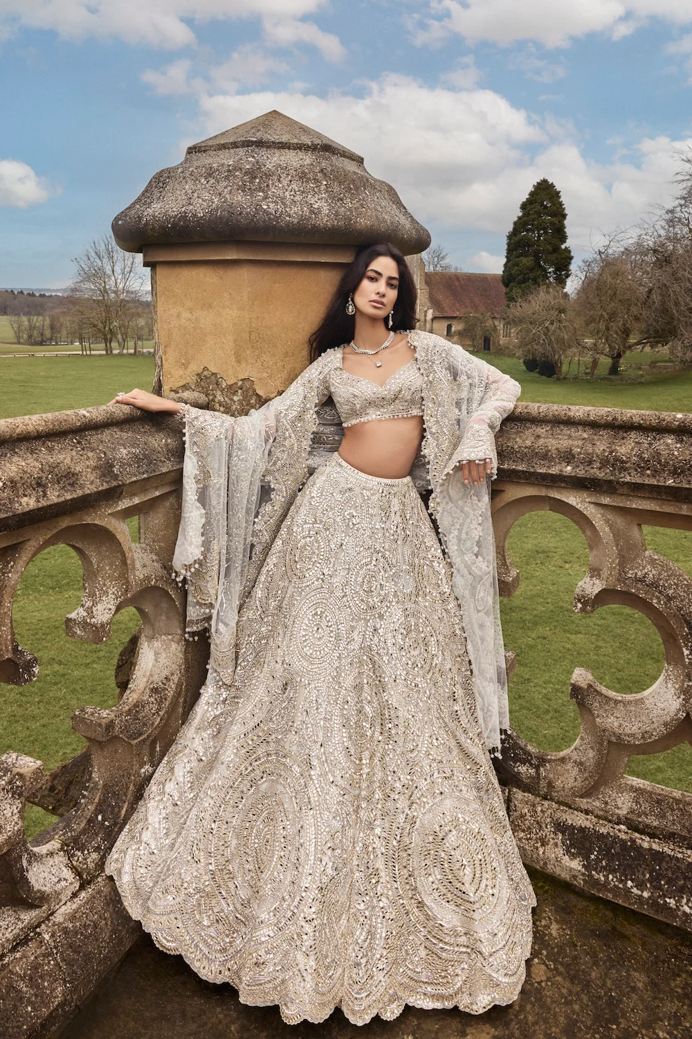Cream Gold Mirror Lehenga Set - Image 3
