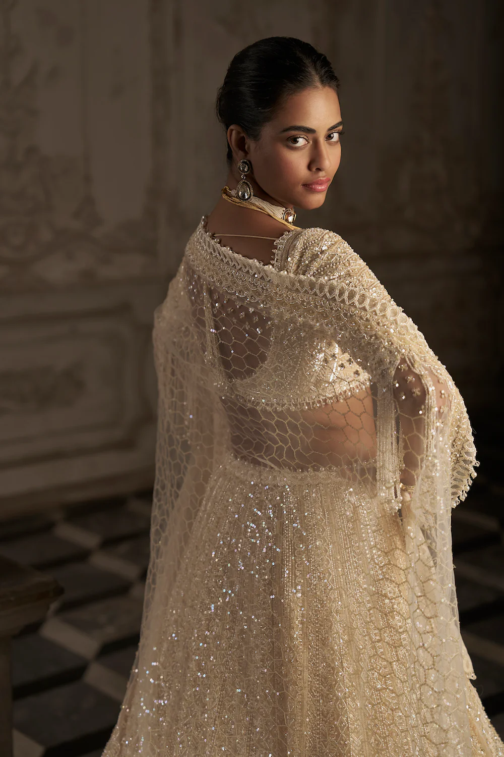 Cream Pearl Lehenga Set - Image 6