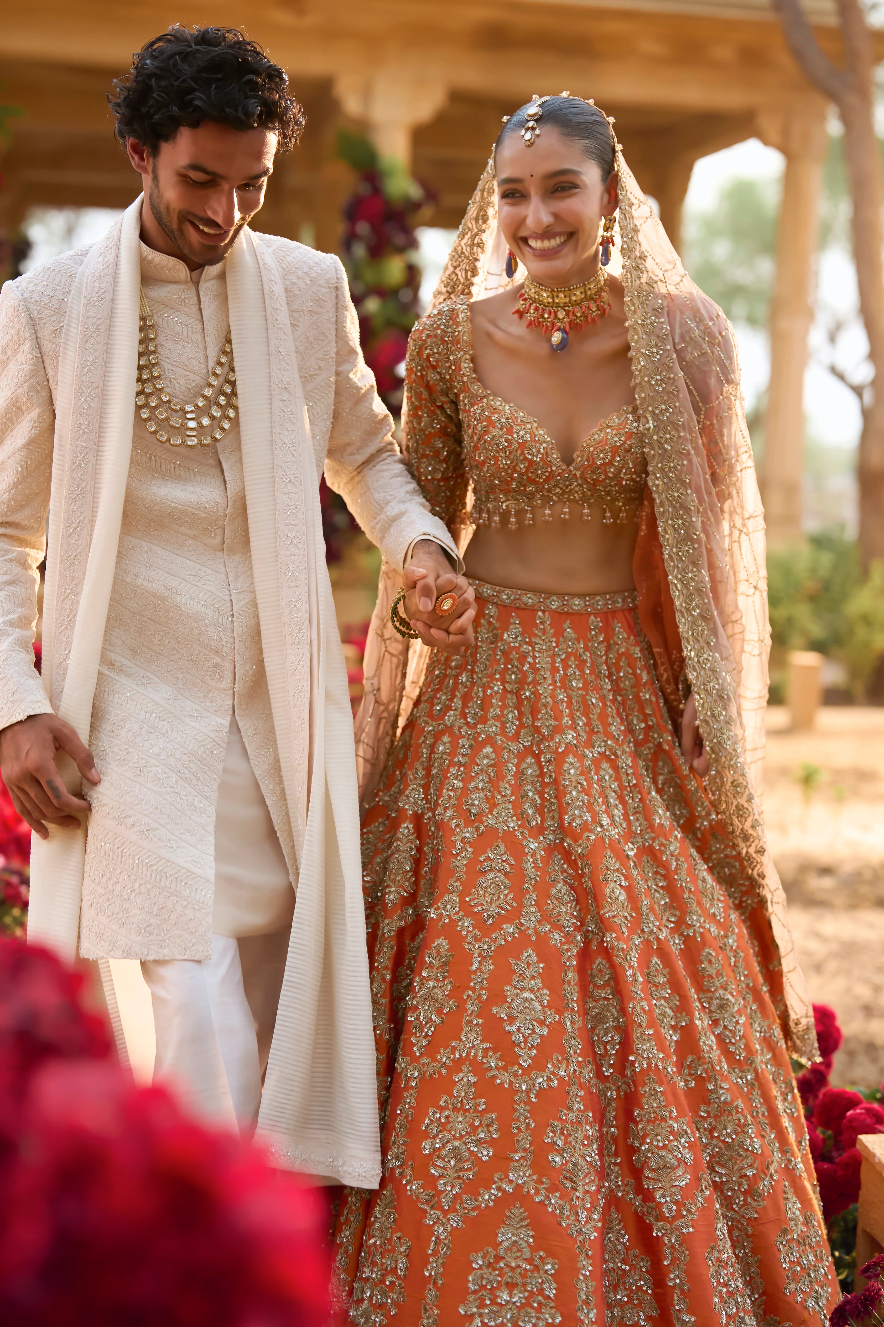 Cream Pearl Sherwani Set - Image 5