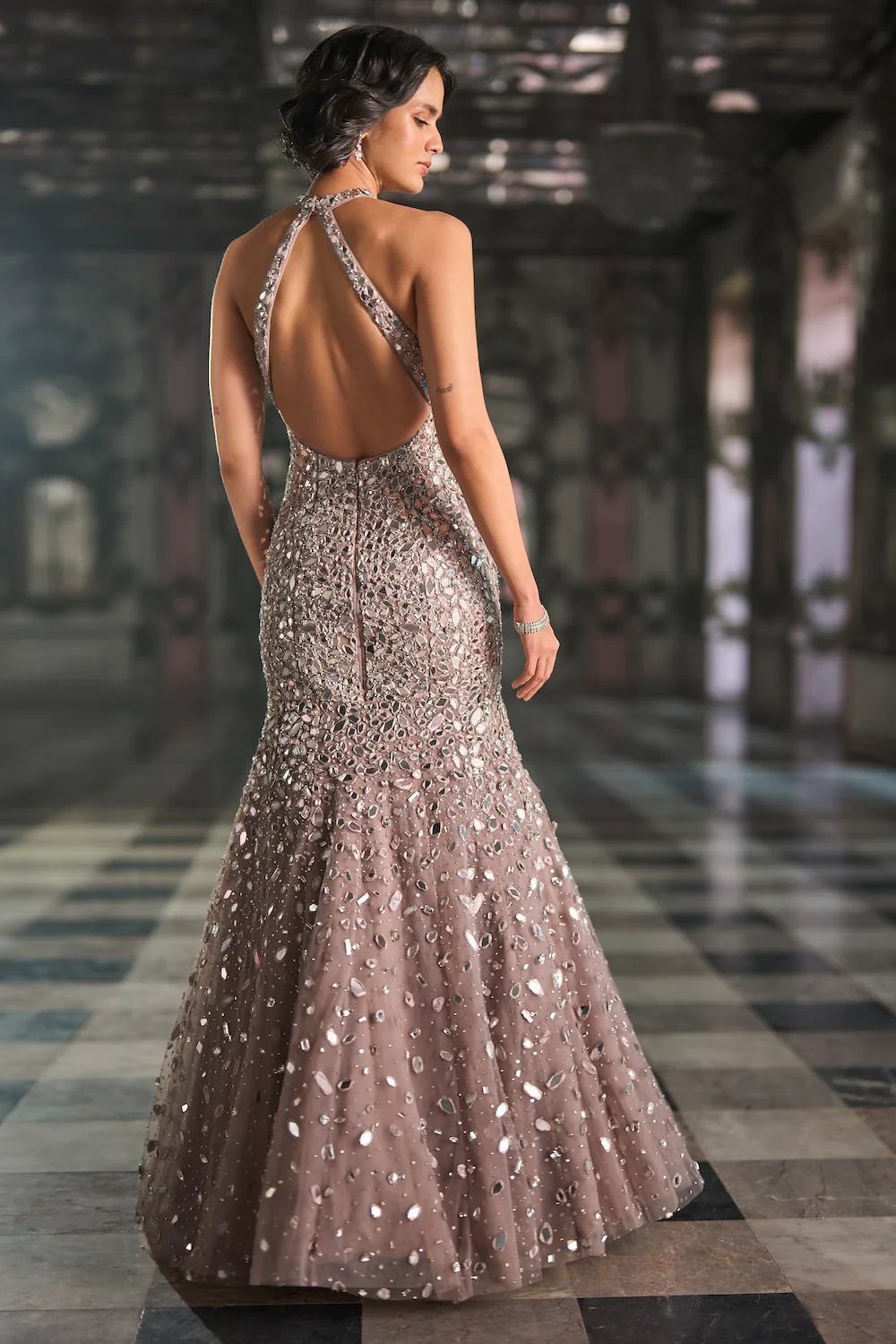 Fit & Flare Mirror Work Gown - Image 4