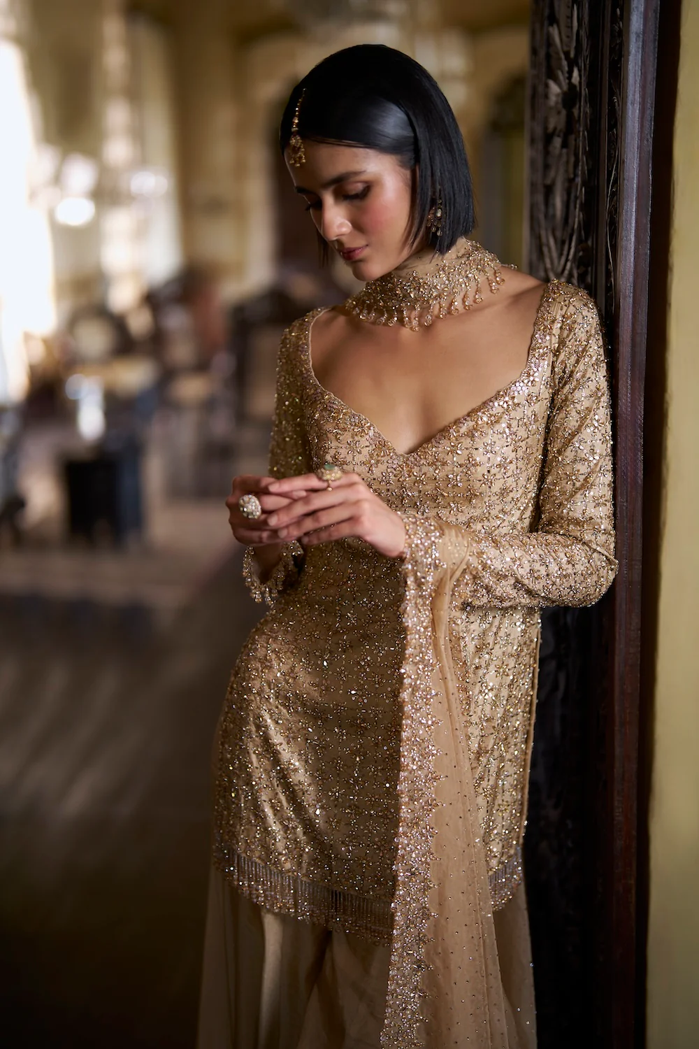 Gold Crystal Sharara Set - Image 3