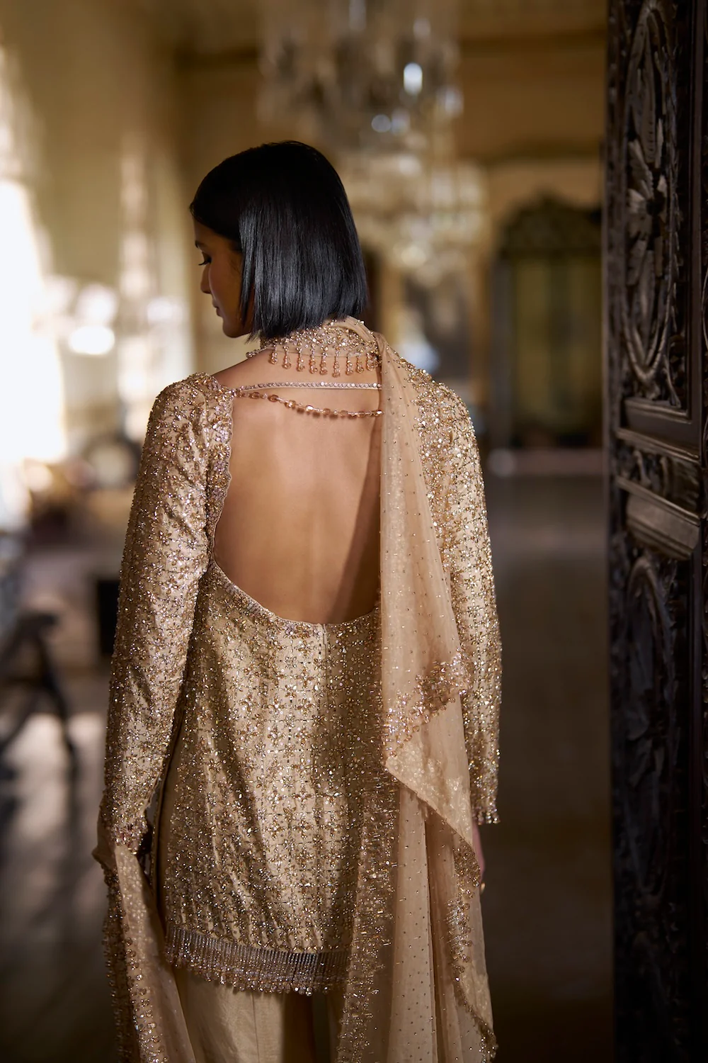 Gold Crystal Sharara Set - Image 4