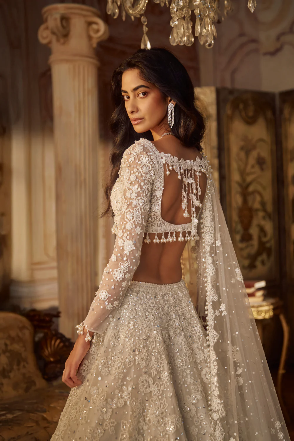 Ivory Floral Lehenga Set - Image 4