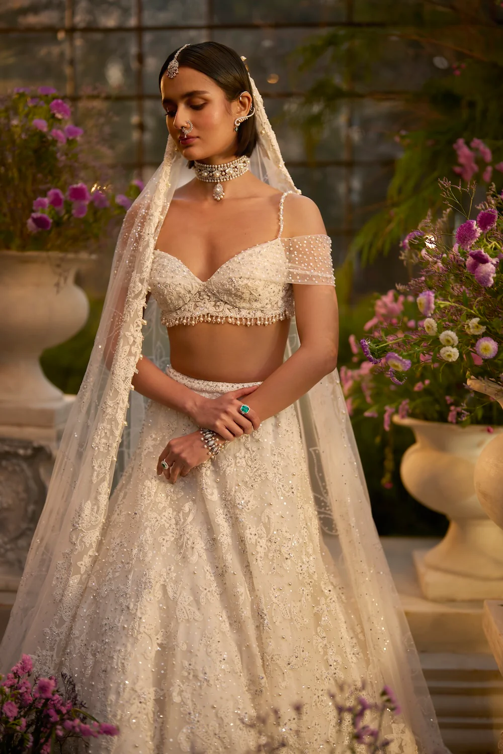 Ivory Floral Lehenga Set - Image 3