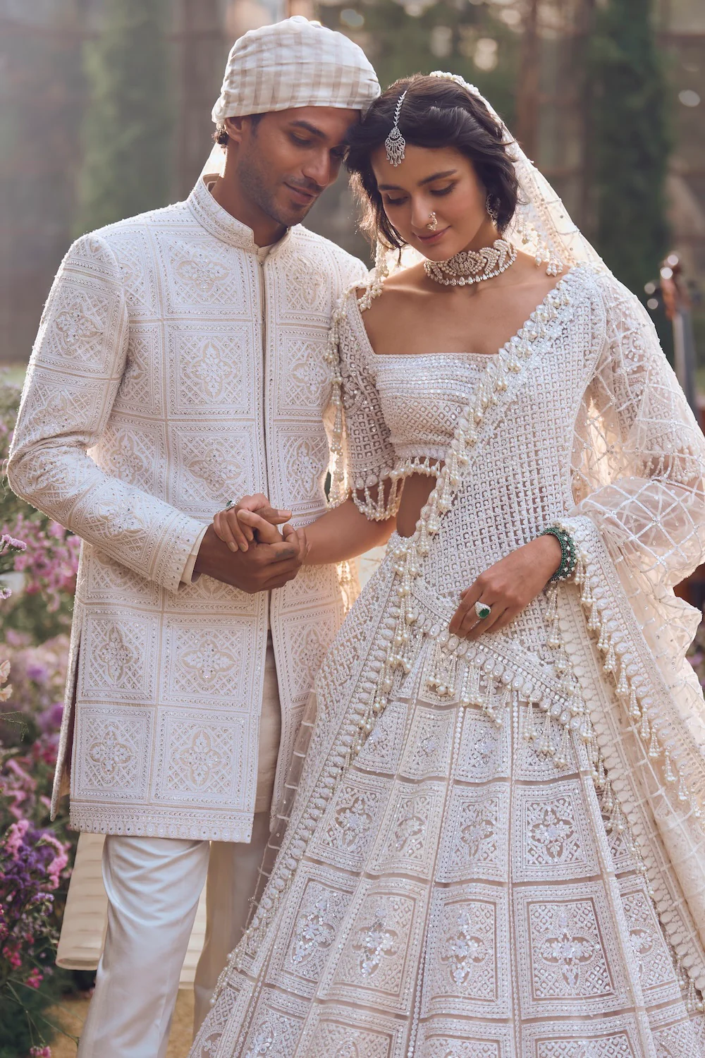 Ivory Geometric Sherwani Set - Image 6