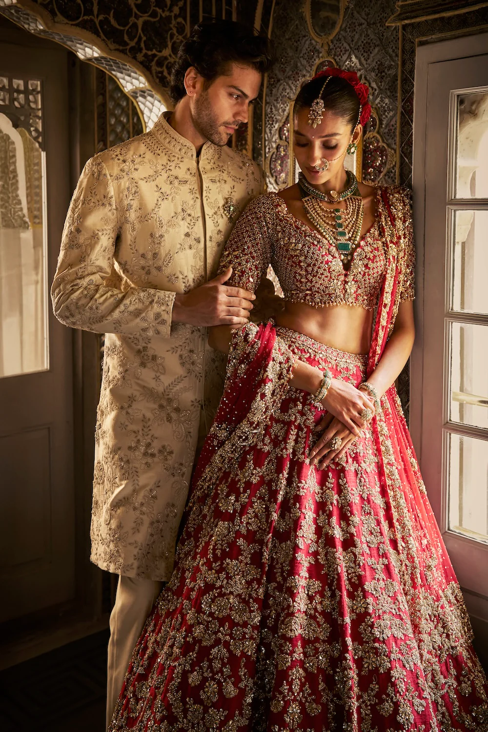 Ivory Gold Sherwani Set - Image 4