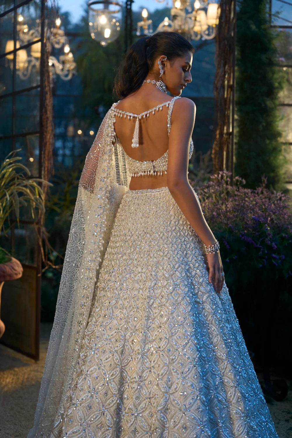 Ivory Pearl & Sequin Lehenga Set - Image 5