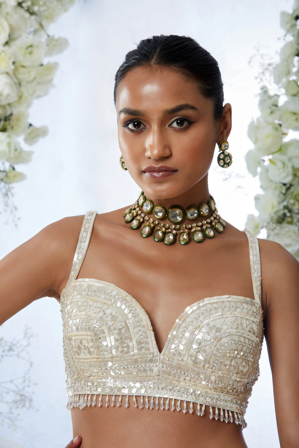 Ivory Sequin Lehenga Set - Image 5