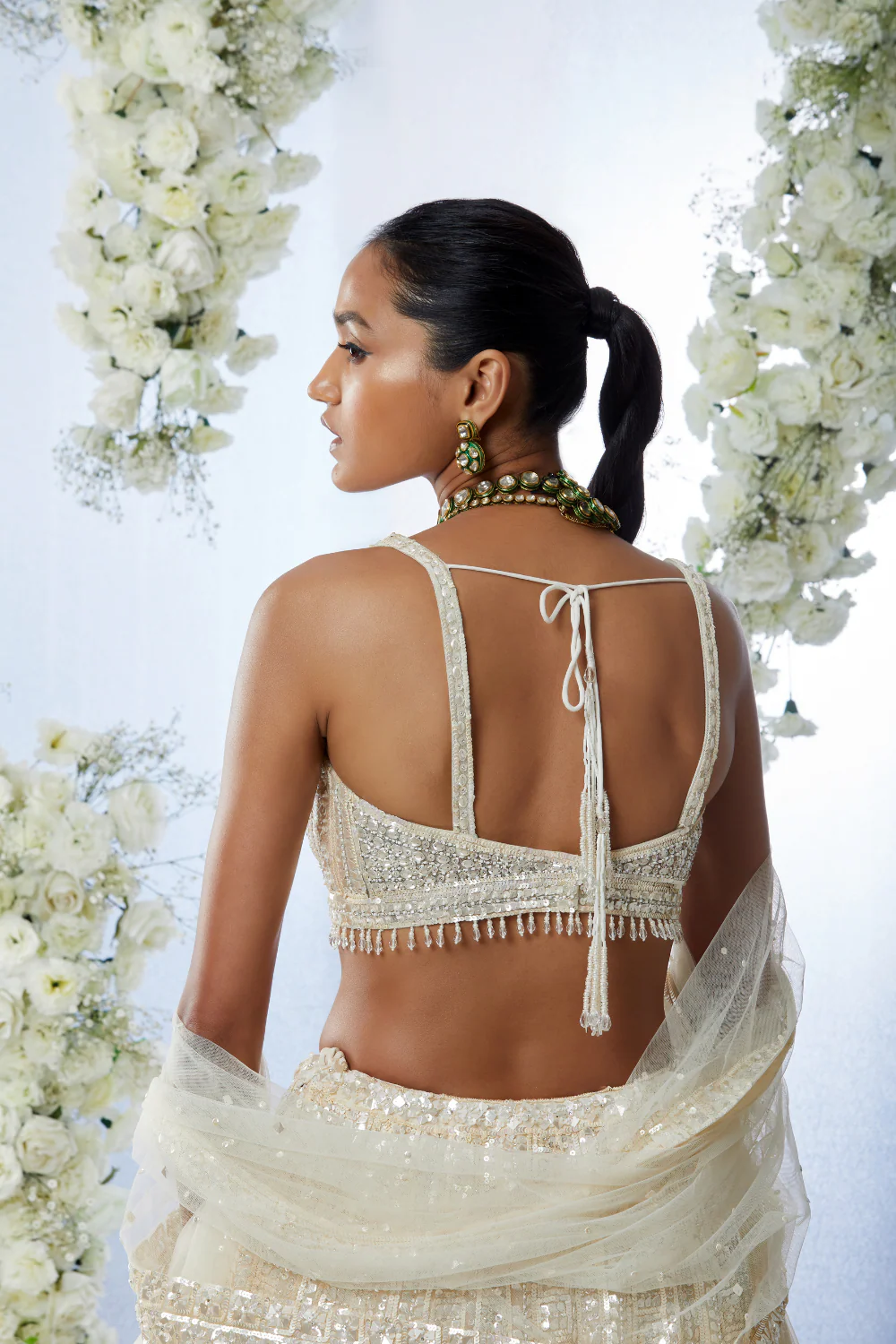 Ivory Sequin Lehenga Set - Image 6