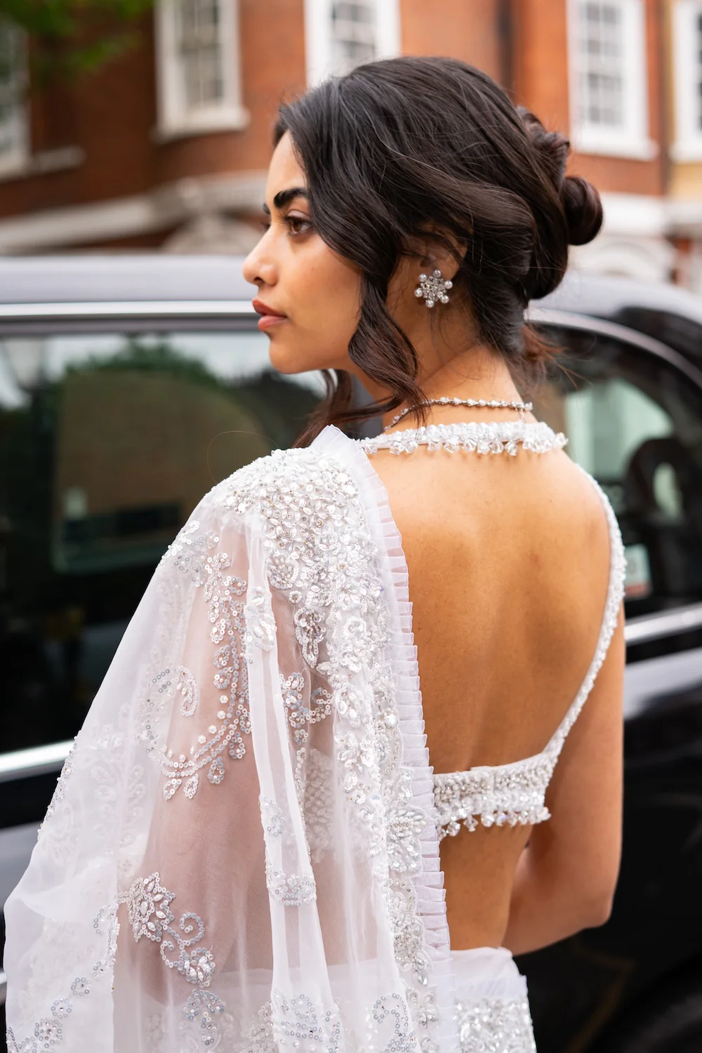 Ivory Sequin Saree - Image 5