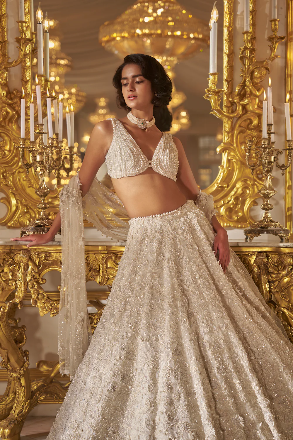 Ivory Three-Dimensional Lehenga Set - Image 3