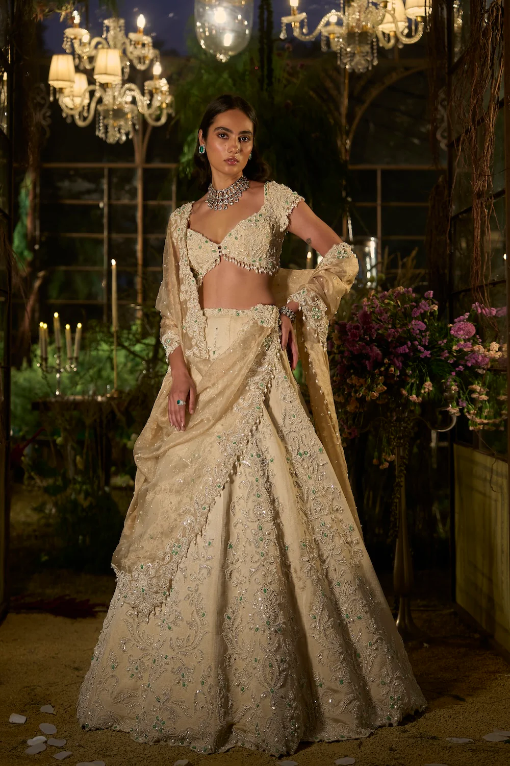 Light Gold Pearl Lehenga Set - Image 2