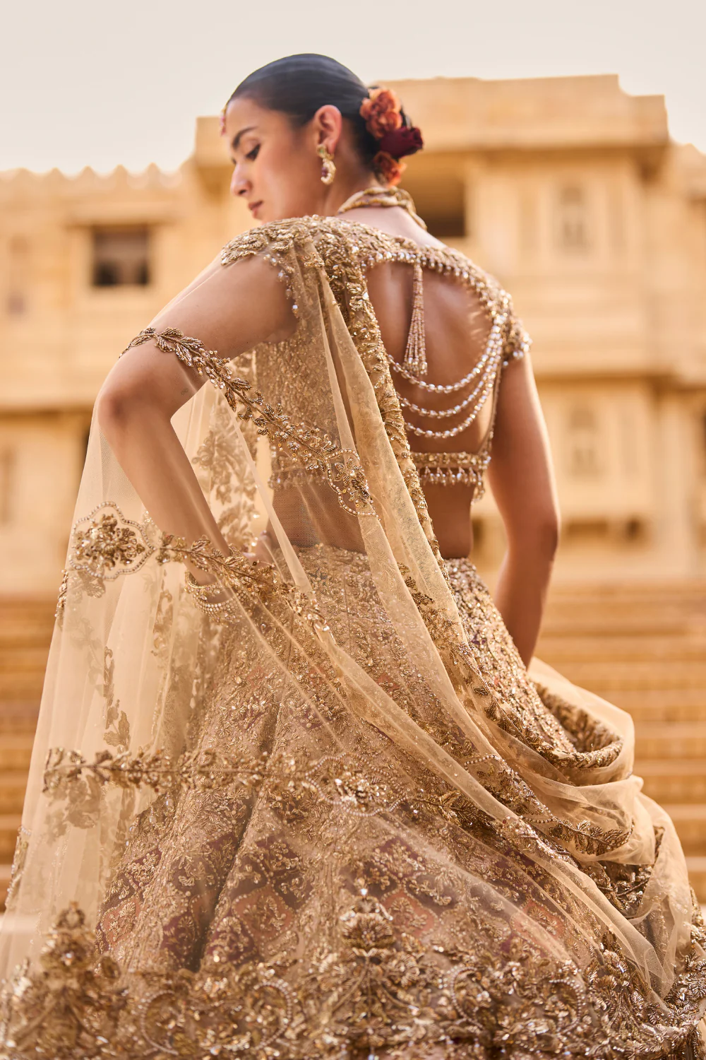 Light Gold Zardosi Lehenga - Image 5