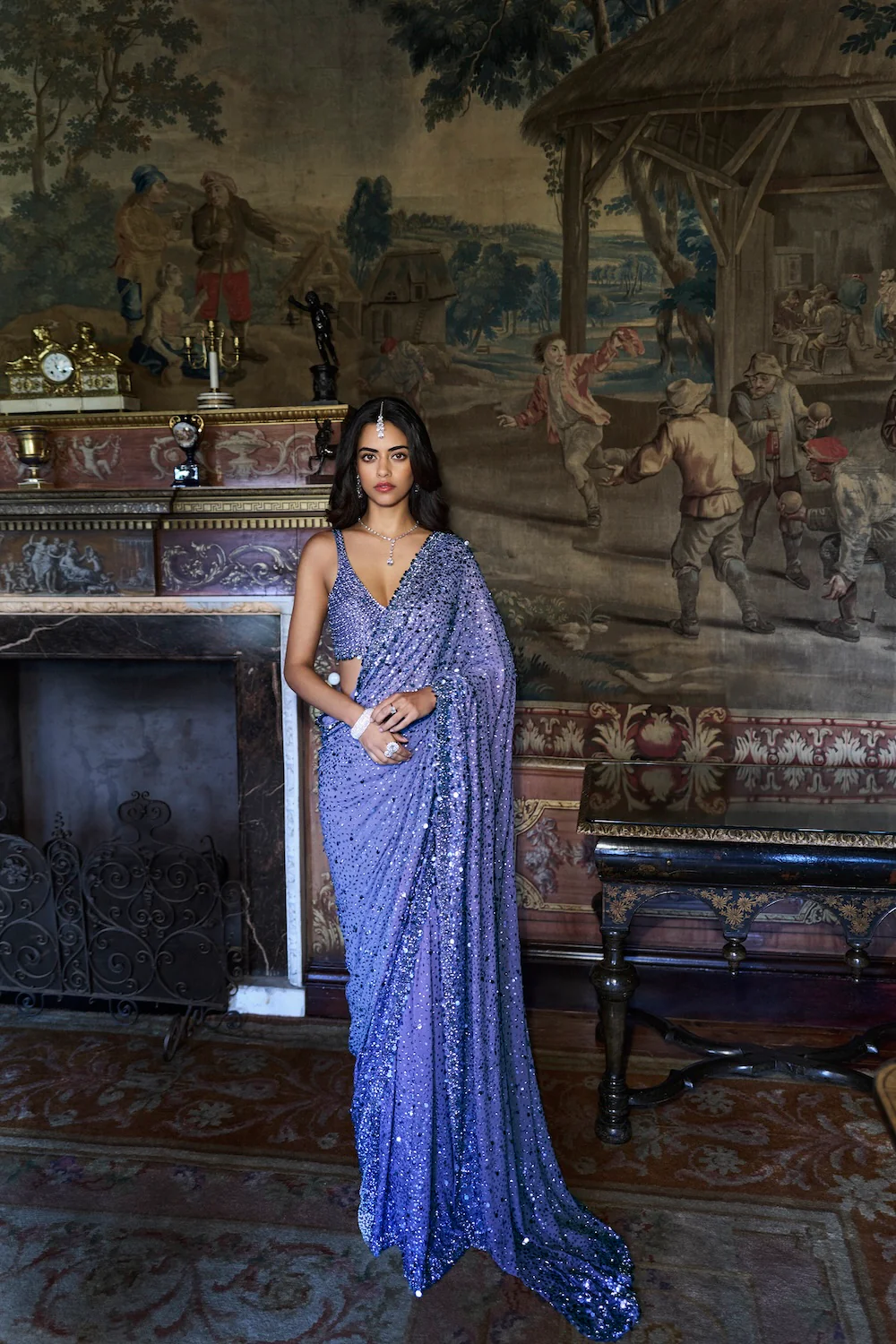 Mauve Sequin Saree - Image 2