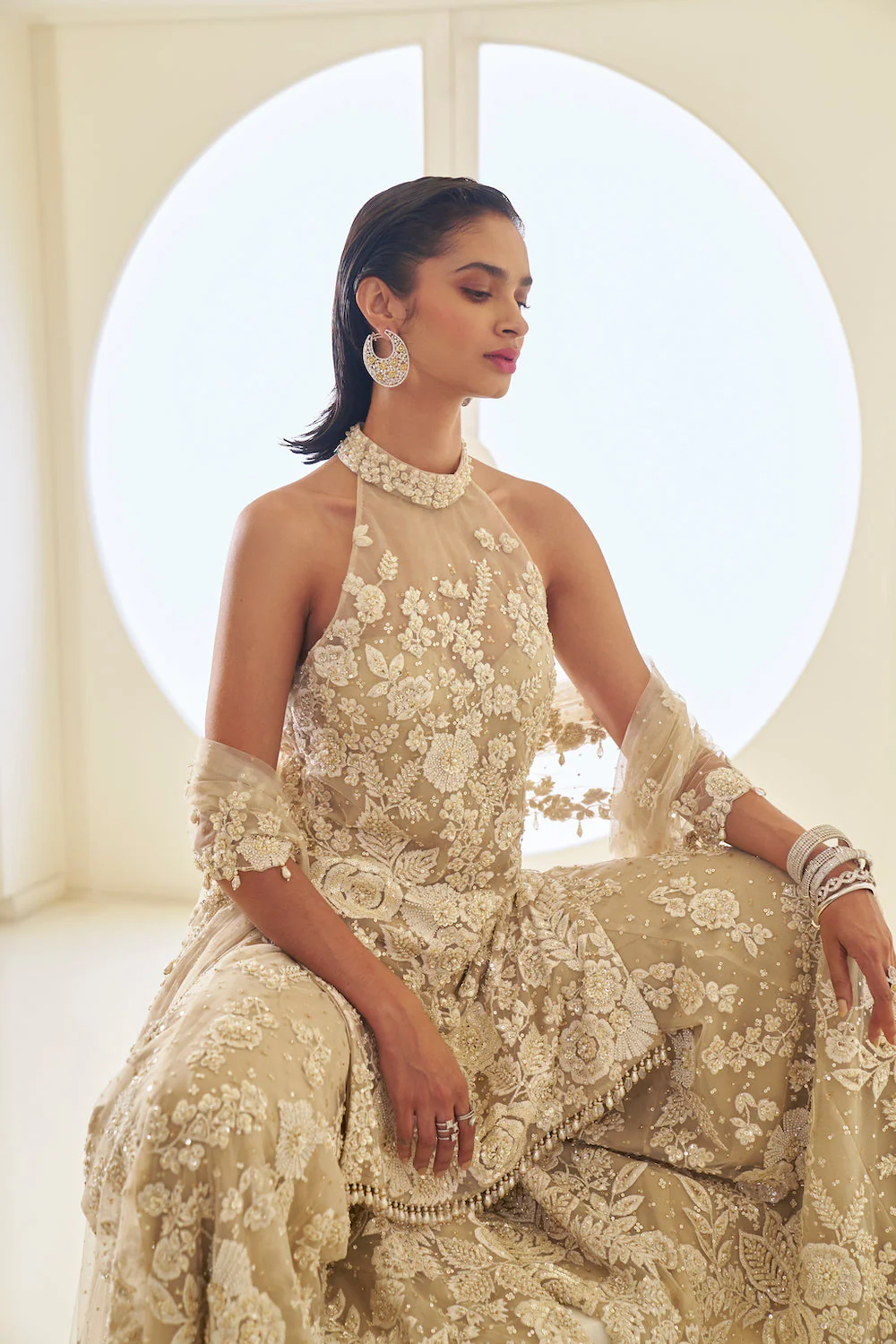 Mira In Nude Three-Dimensional Sharara Set - Image 3
