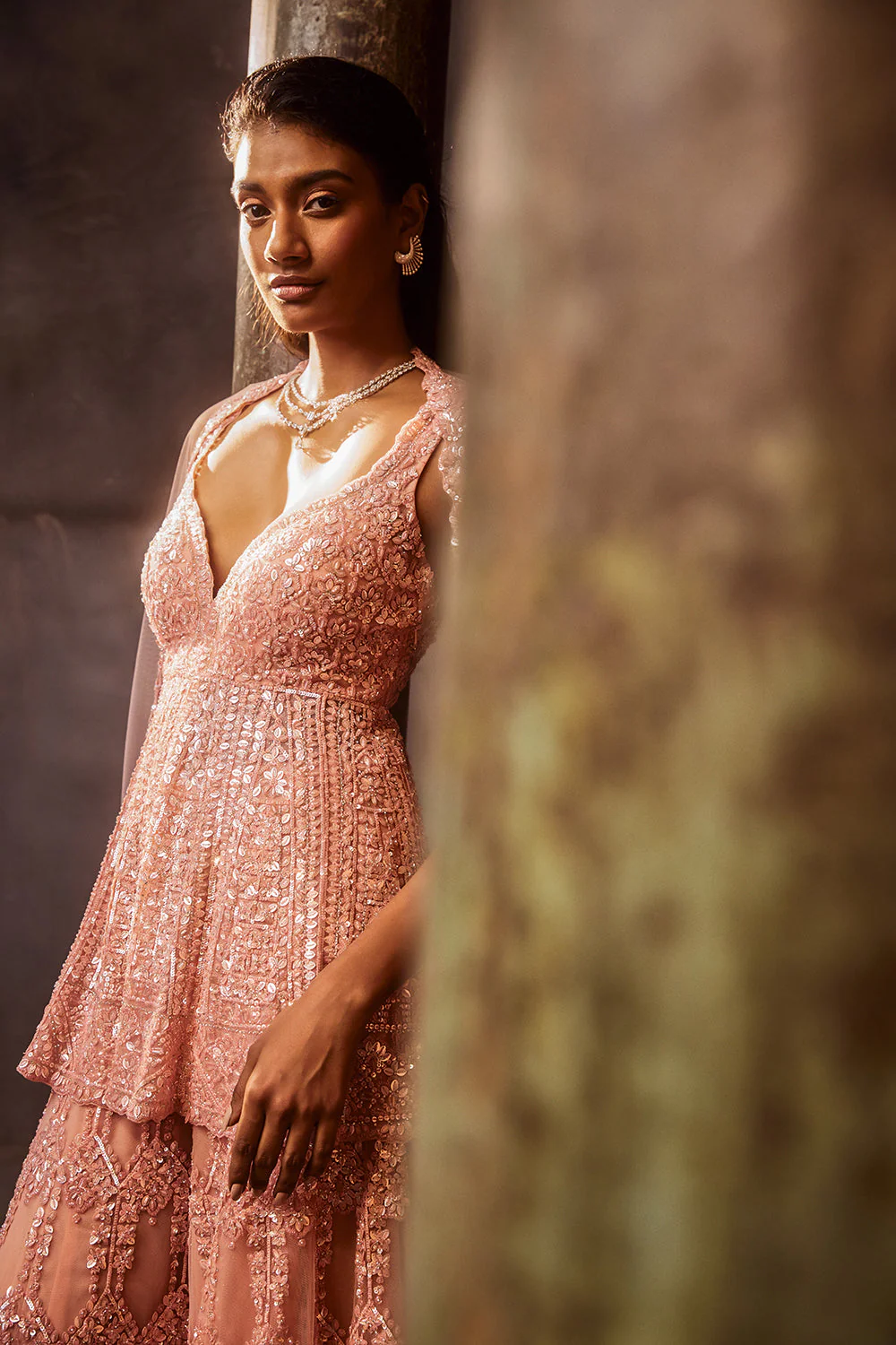 Mrunal Thakur in Rose Pink Sequin Sharara Set - Image 5