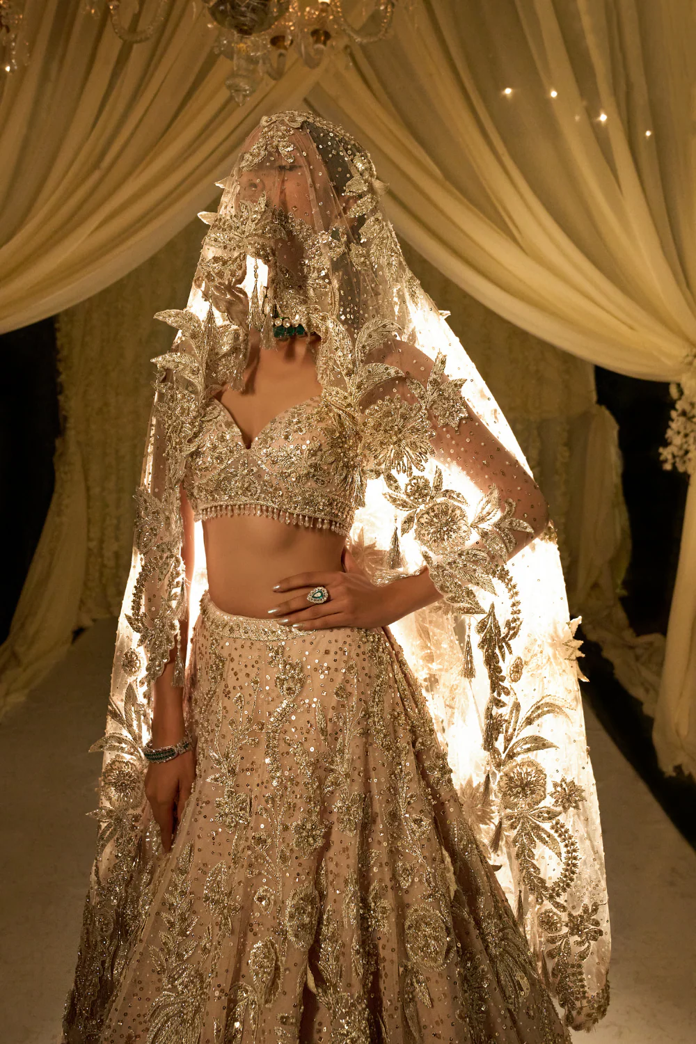 Nude Floral Lehenga Set - Image 5