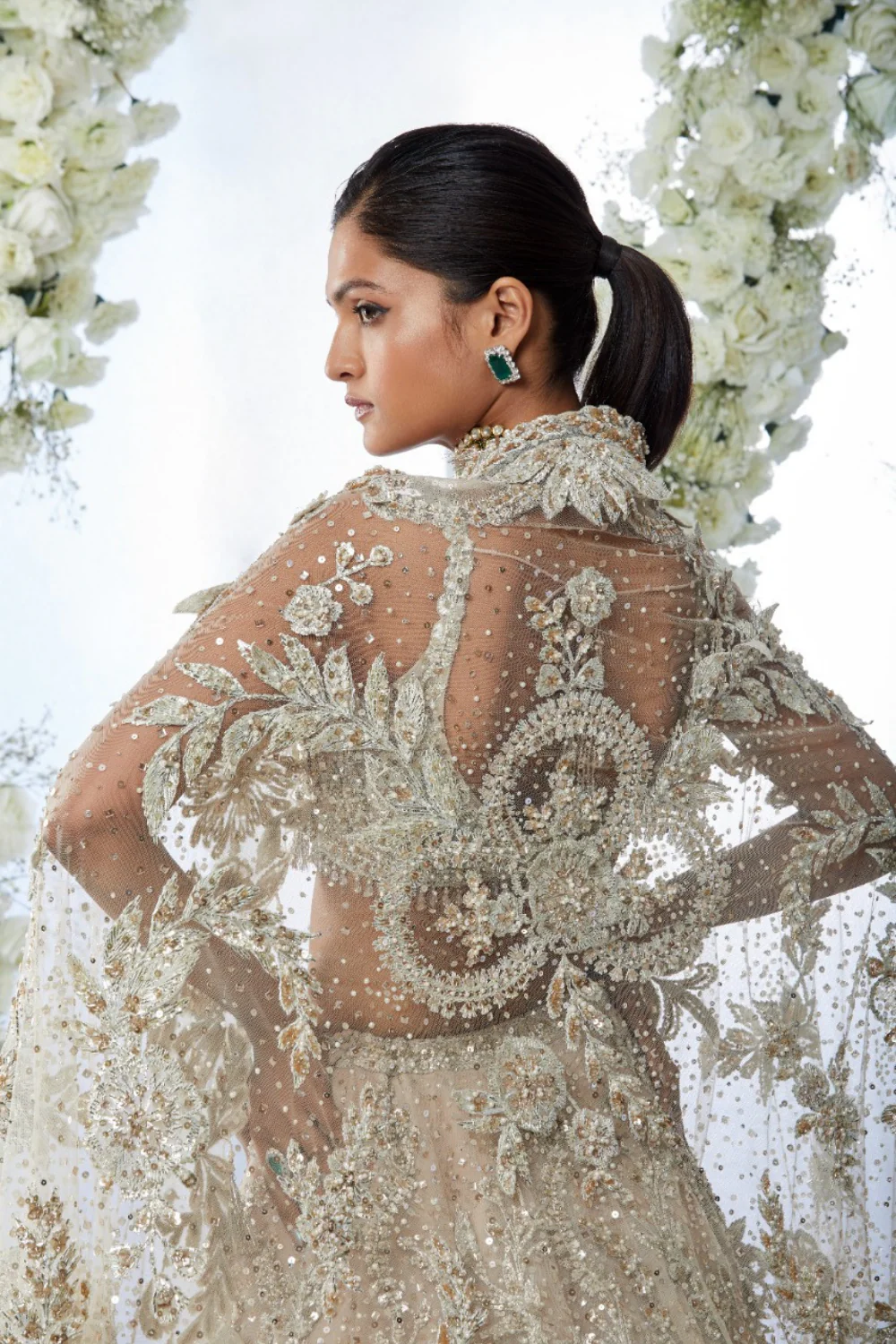 Nude Floral Lehenga Set - Image 7