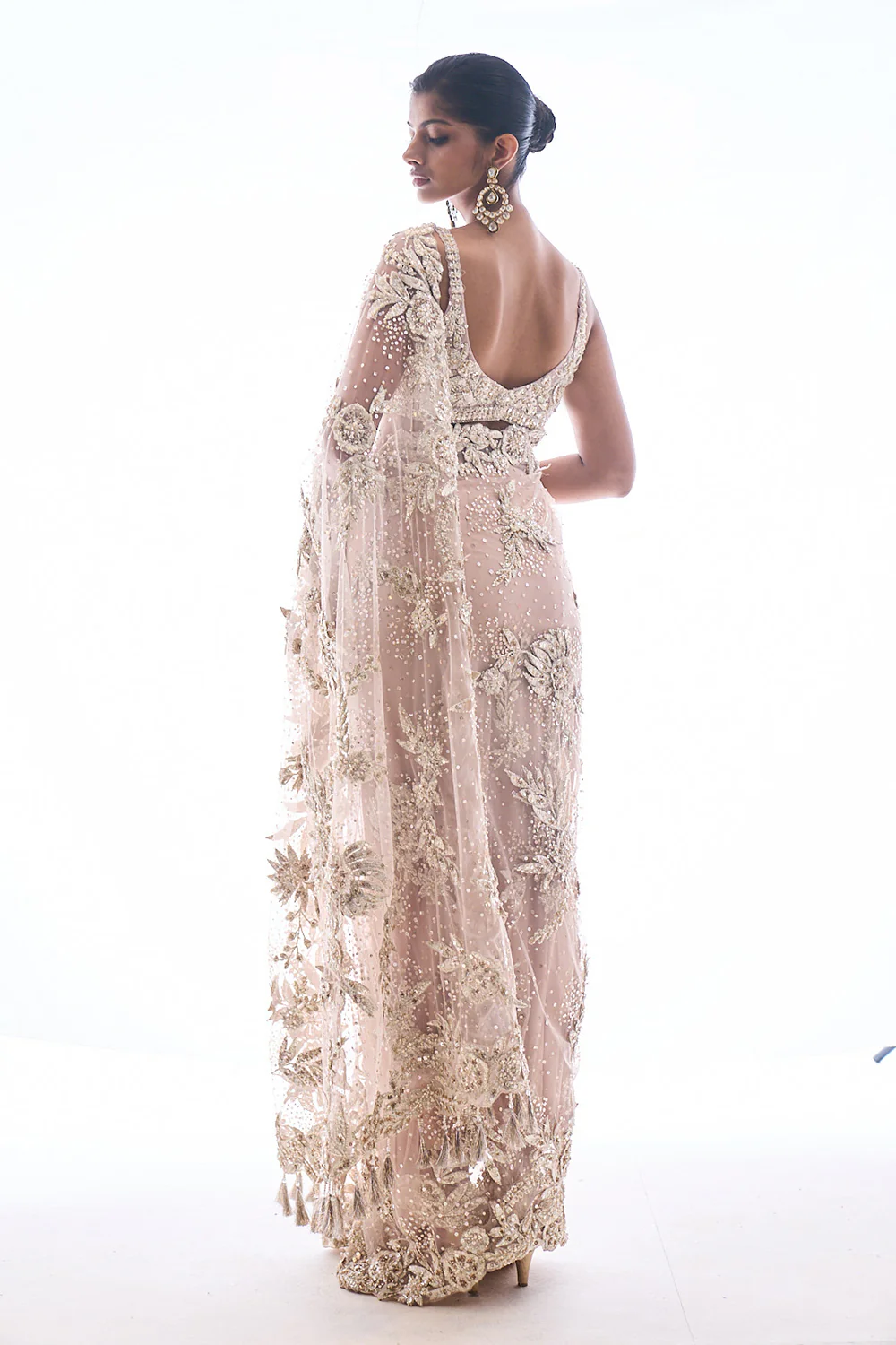 Nude Three-Dimensional Saree - Image 4