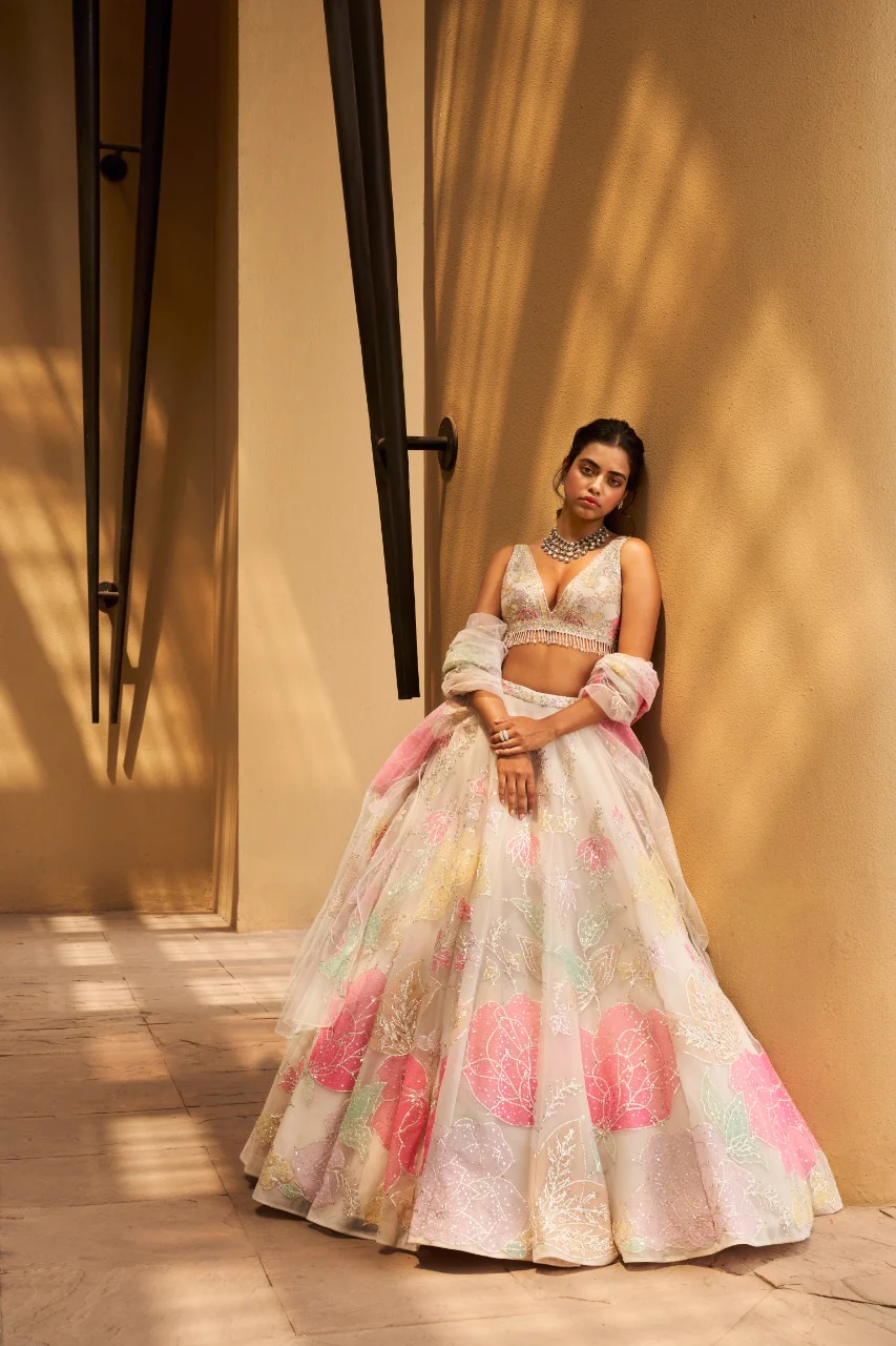Pastel Floral Lehenga Set - Image 3