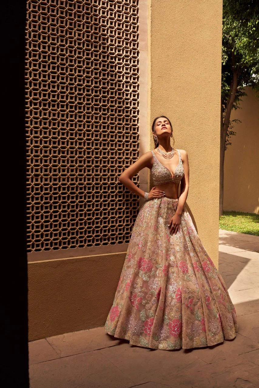 Pastel Floral Lehenga Set - Image 4
