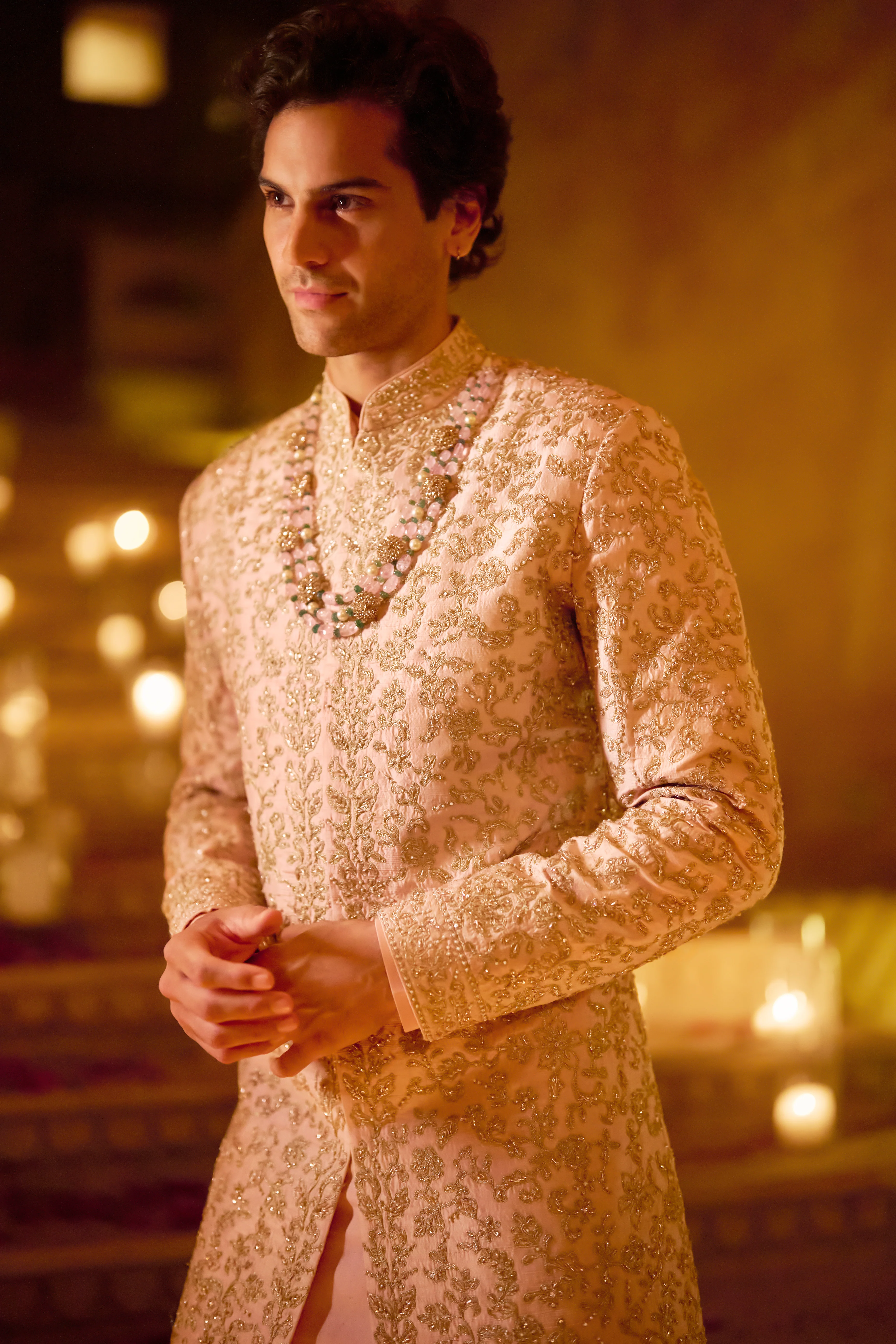 Pink Zardosi Sherwani Set - Image 3