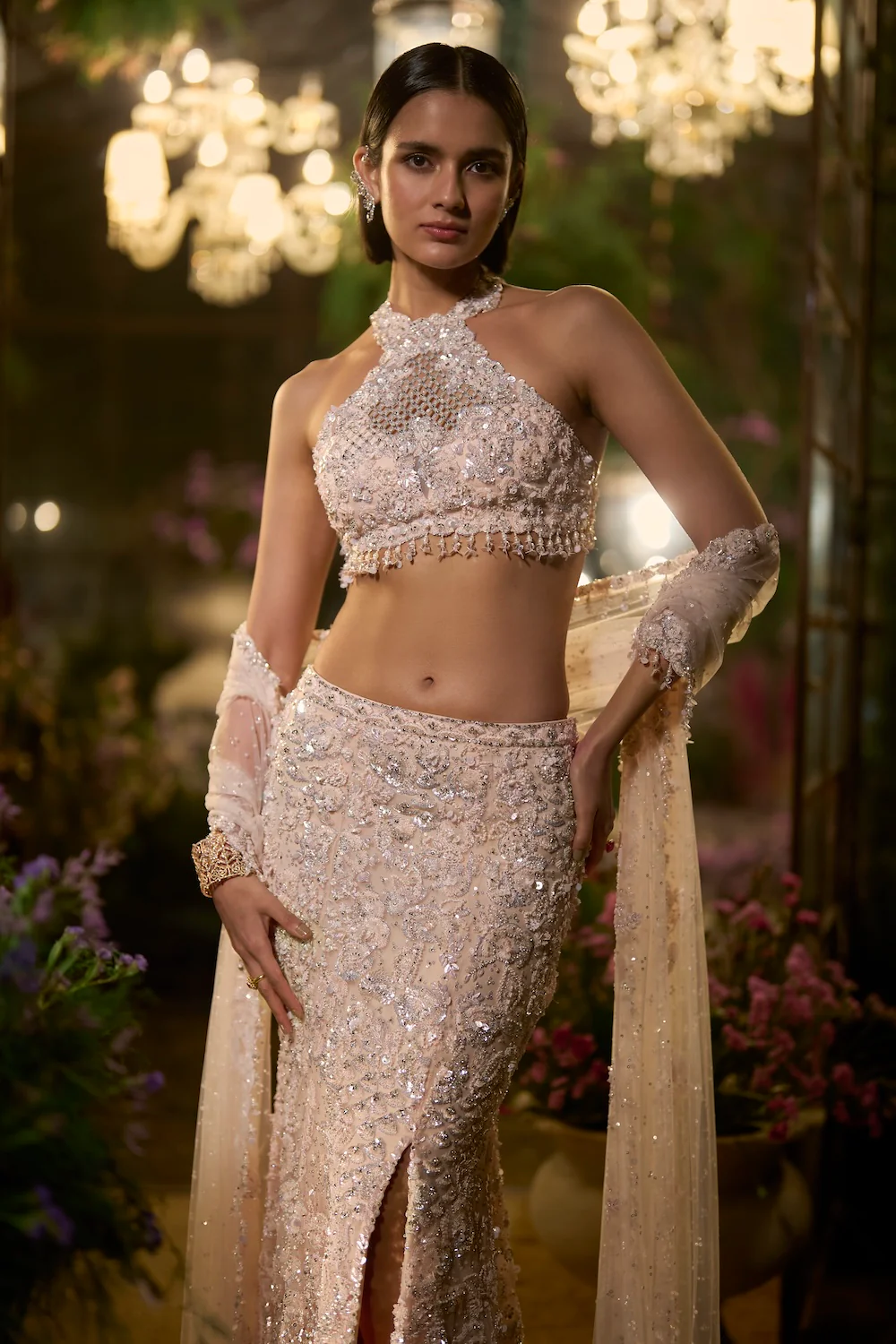 Powder Peach Slit Skirt Set - Image 2