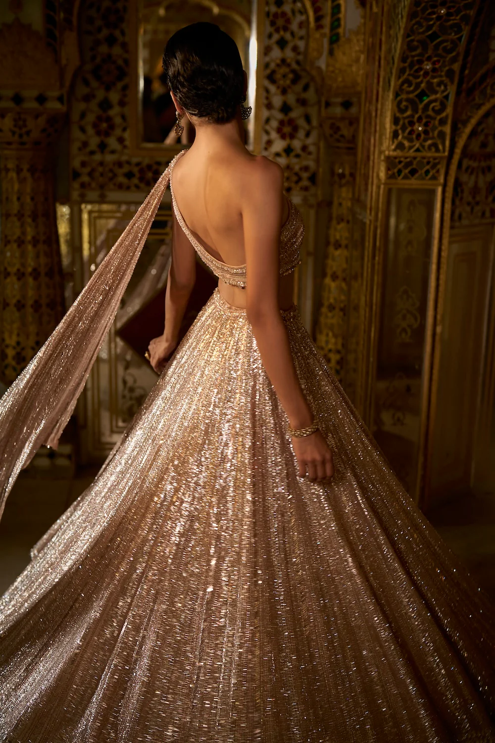 Rose Gold Sequin Lehenga Set - Image 4