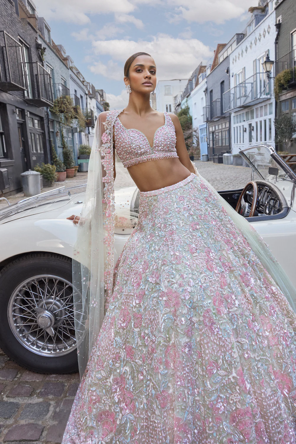Sea Green Sequin Lehenga Set - Image 3
