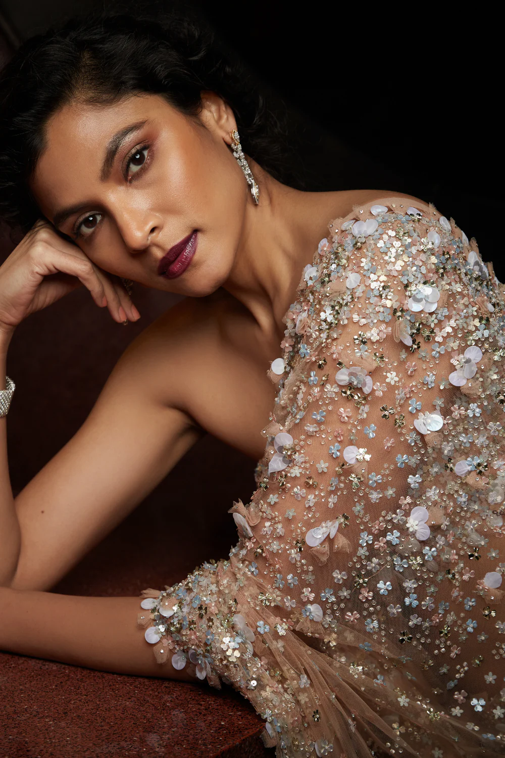 Sequin Net Saree - Image 3
