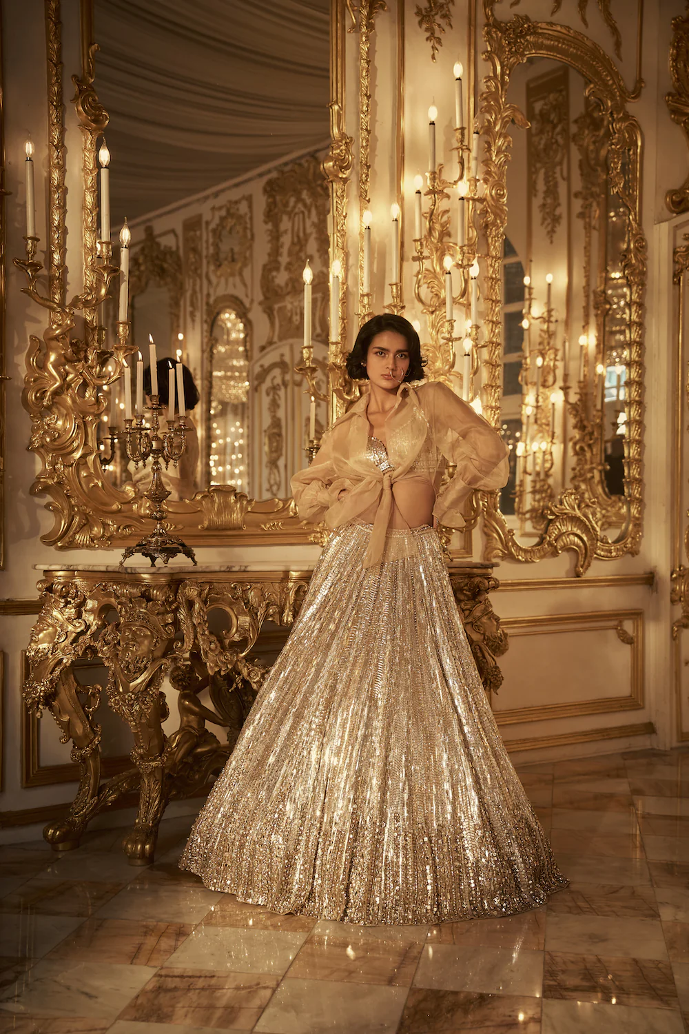 Silver Gold Crystal Lehenga Set - Image 6