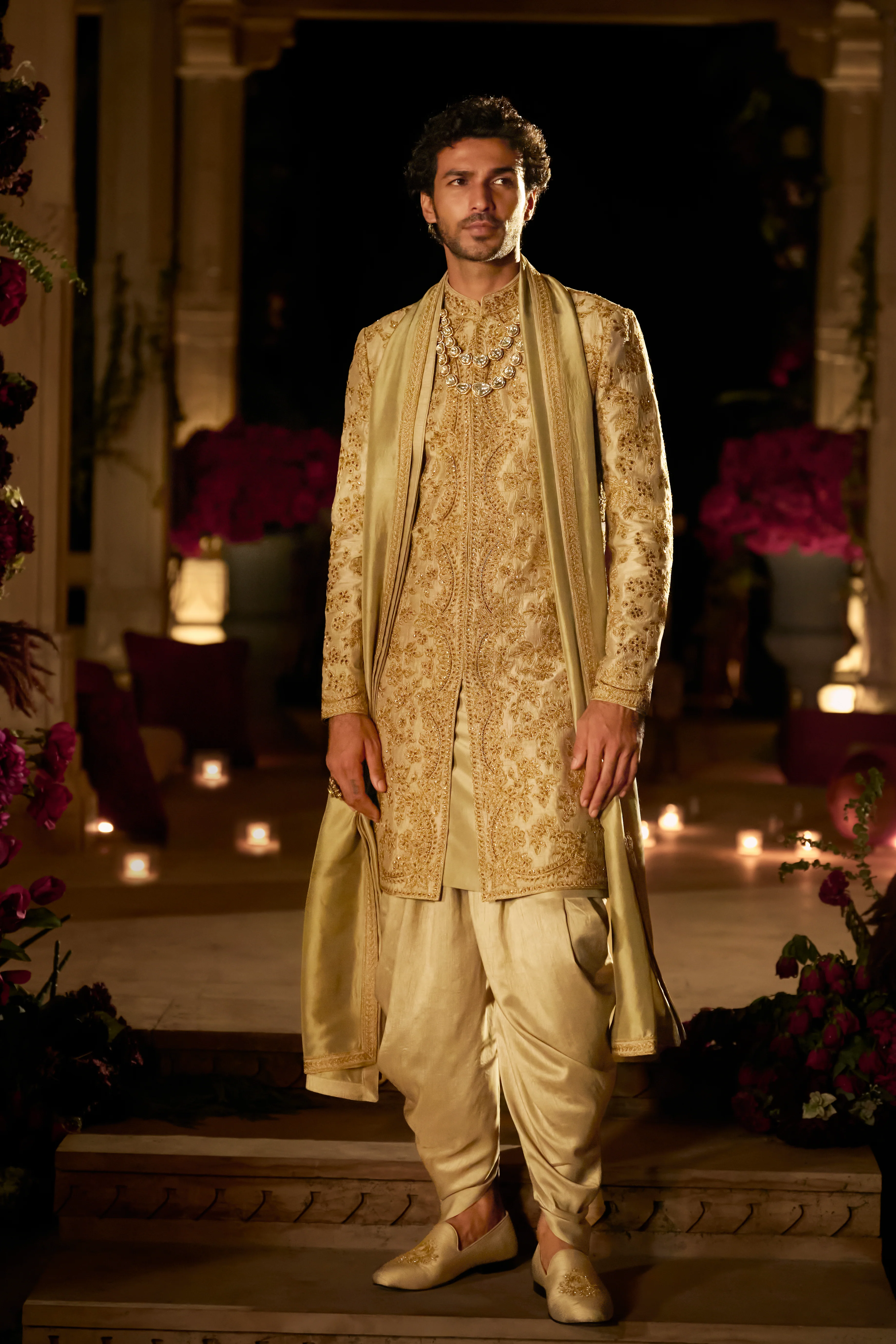 Slate Gold Sherwani Set - Image 3
