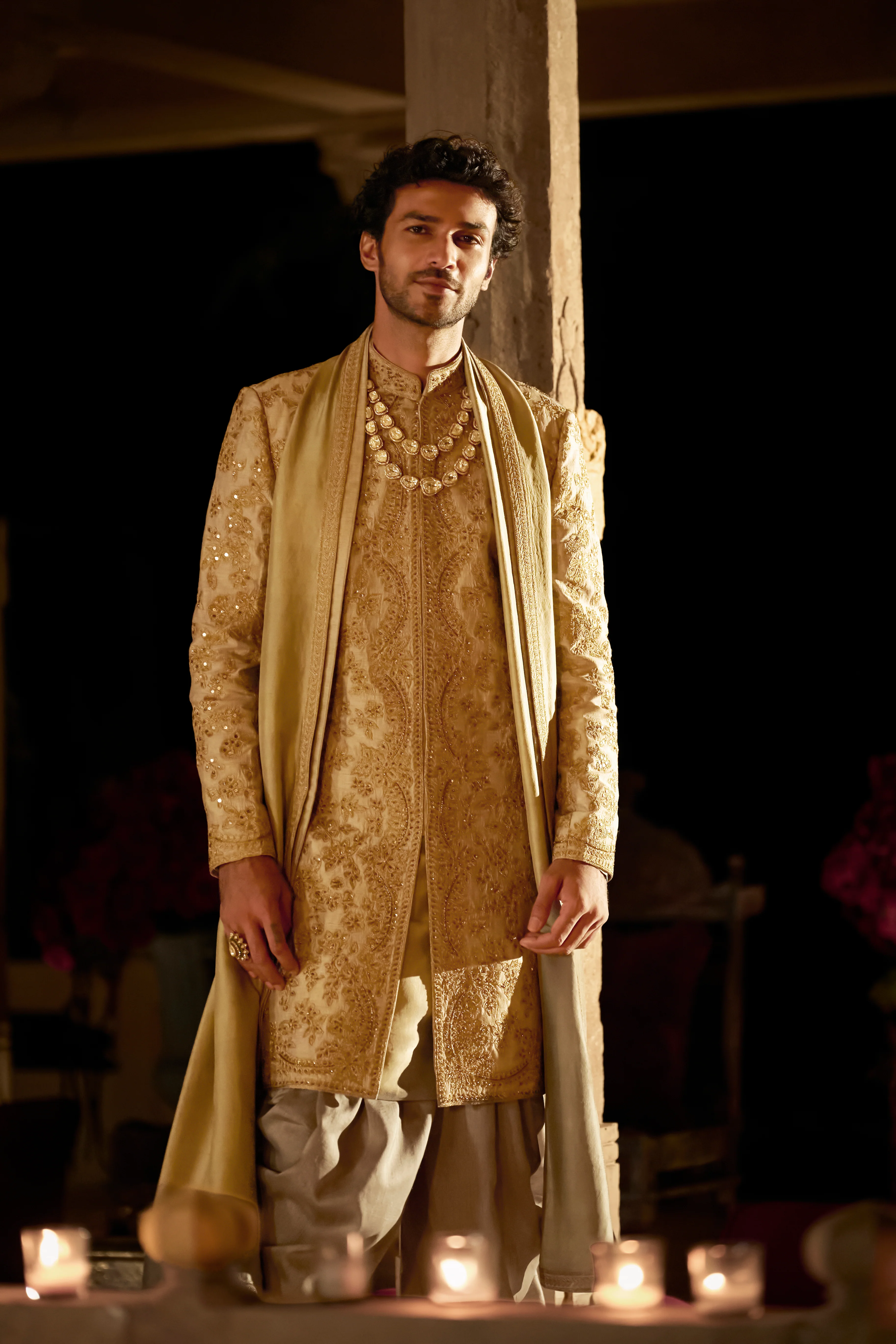 Slate Gold Sherwani Set - Image 4