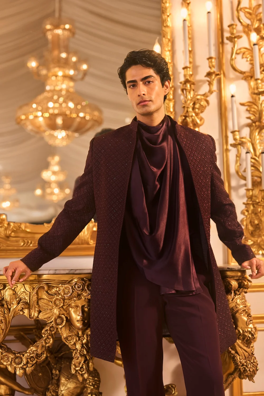 Wine Open Sherwani Set - Image 4